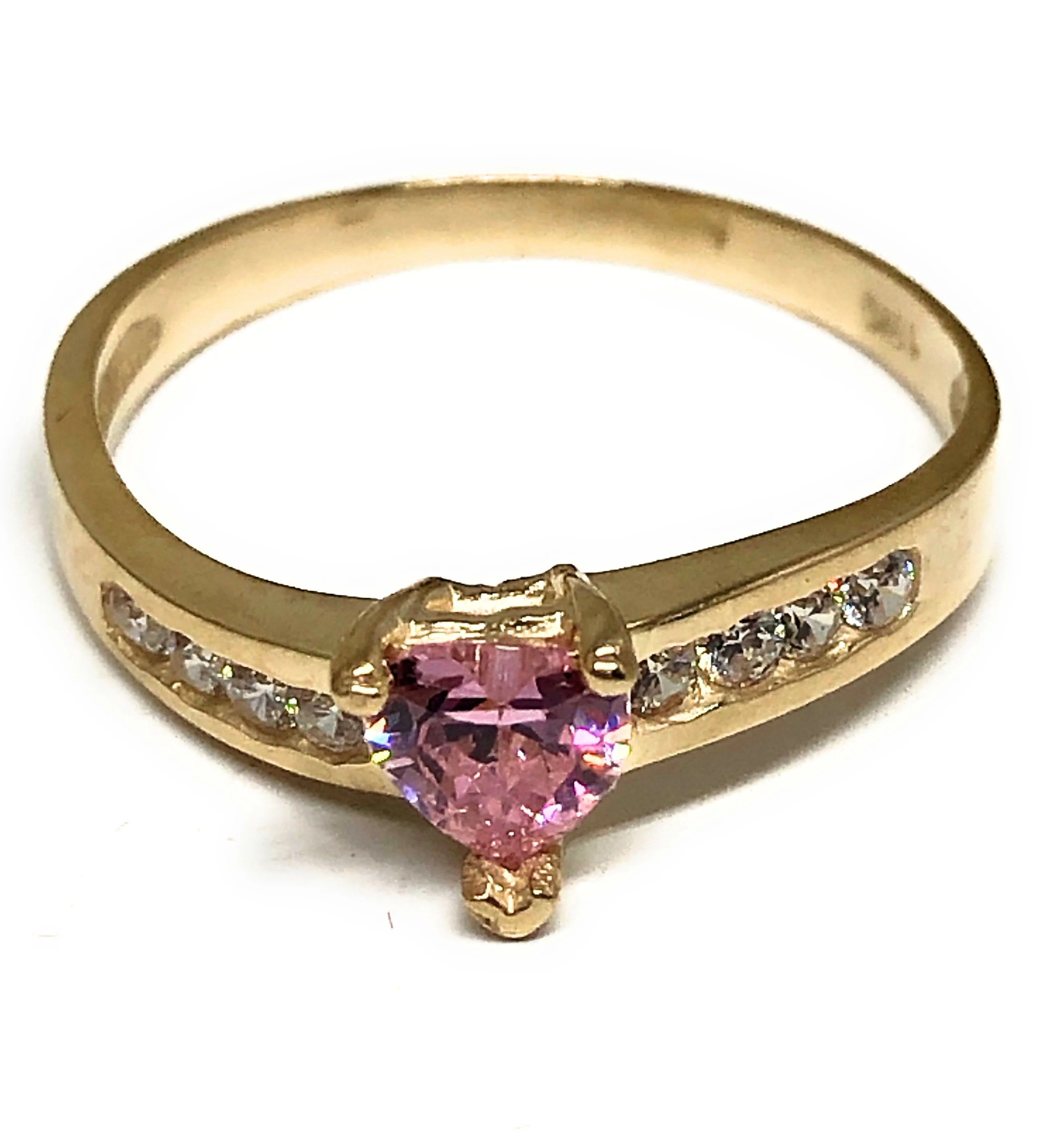 10k Solid Gold Yellow Gold Heart CZ Ring (PINK, PURPLE, BLUE, GREEN,YELLOW) - Image 2