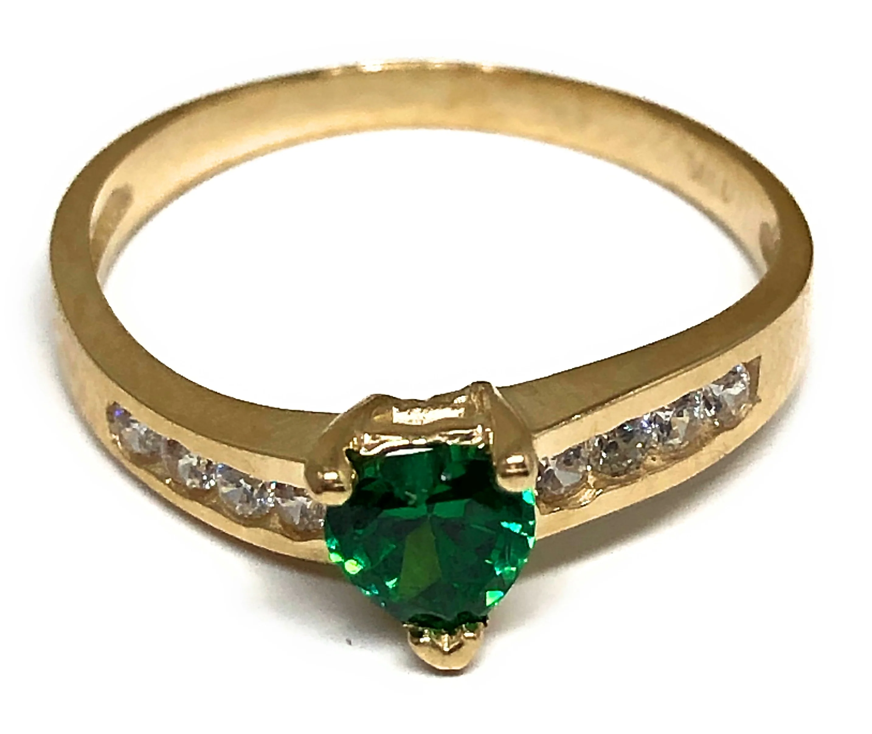 10k Solid Gold Yellow Gold Heart CZ Ring (PINK, PURPLE, BLUE, GREEN,YELLOW) - Image 3
