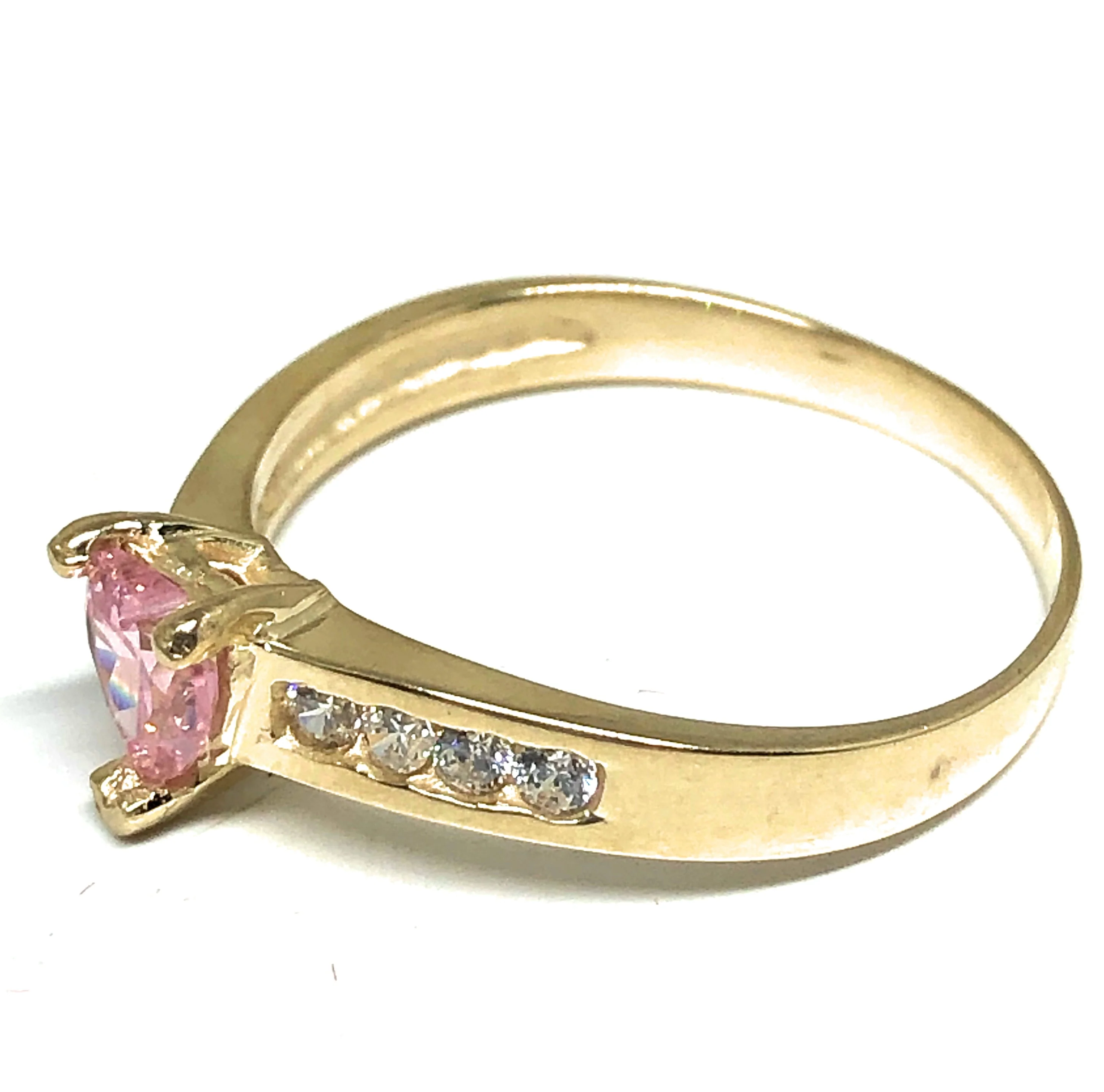 10k Solid Gold Yellow Gold Heart CZ Ring (PINK, PURPLE, BLUE, GREEN,YELLOW) - Image 6
