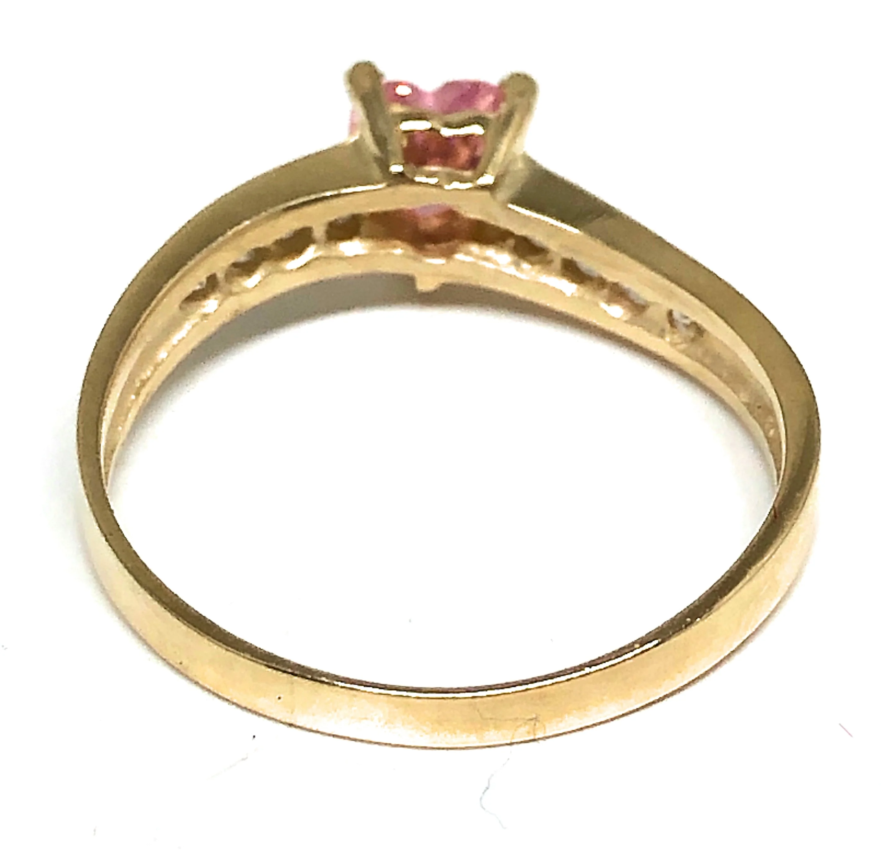 10k Solid Gold Yellow Gold Heart CZ Ring (PINK, PURPLE, BLUE, GREEN,YELLOW) - Image 7