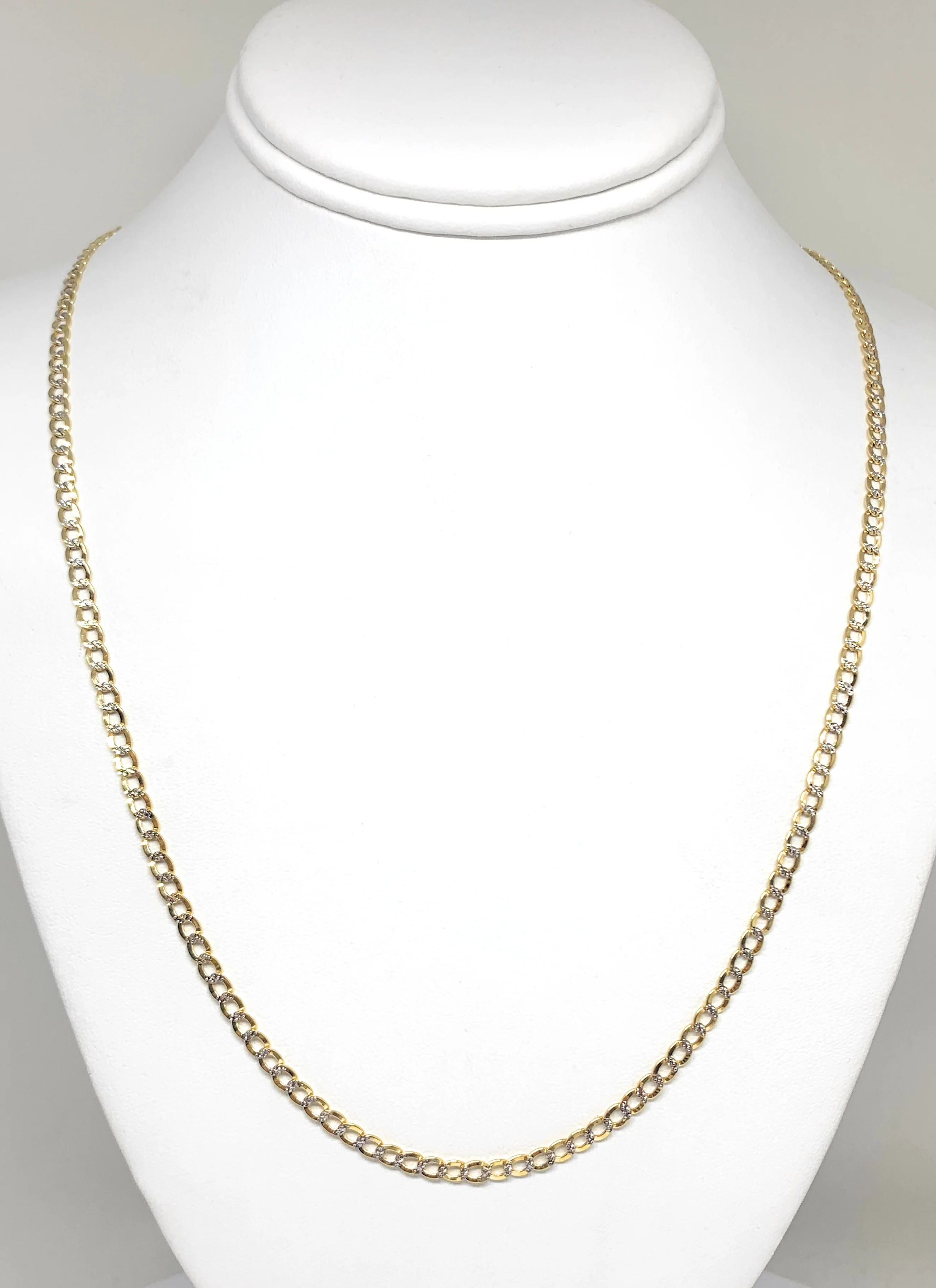 10k Solid Gold Diamond Cut (White Gold) Cuban CURB Link Chain 20-24 inches 3.5mm (Semi-Hollow Style) - Image 5