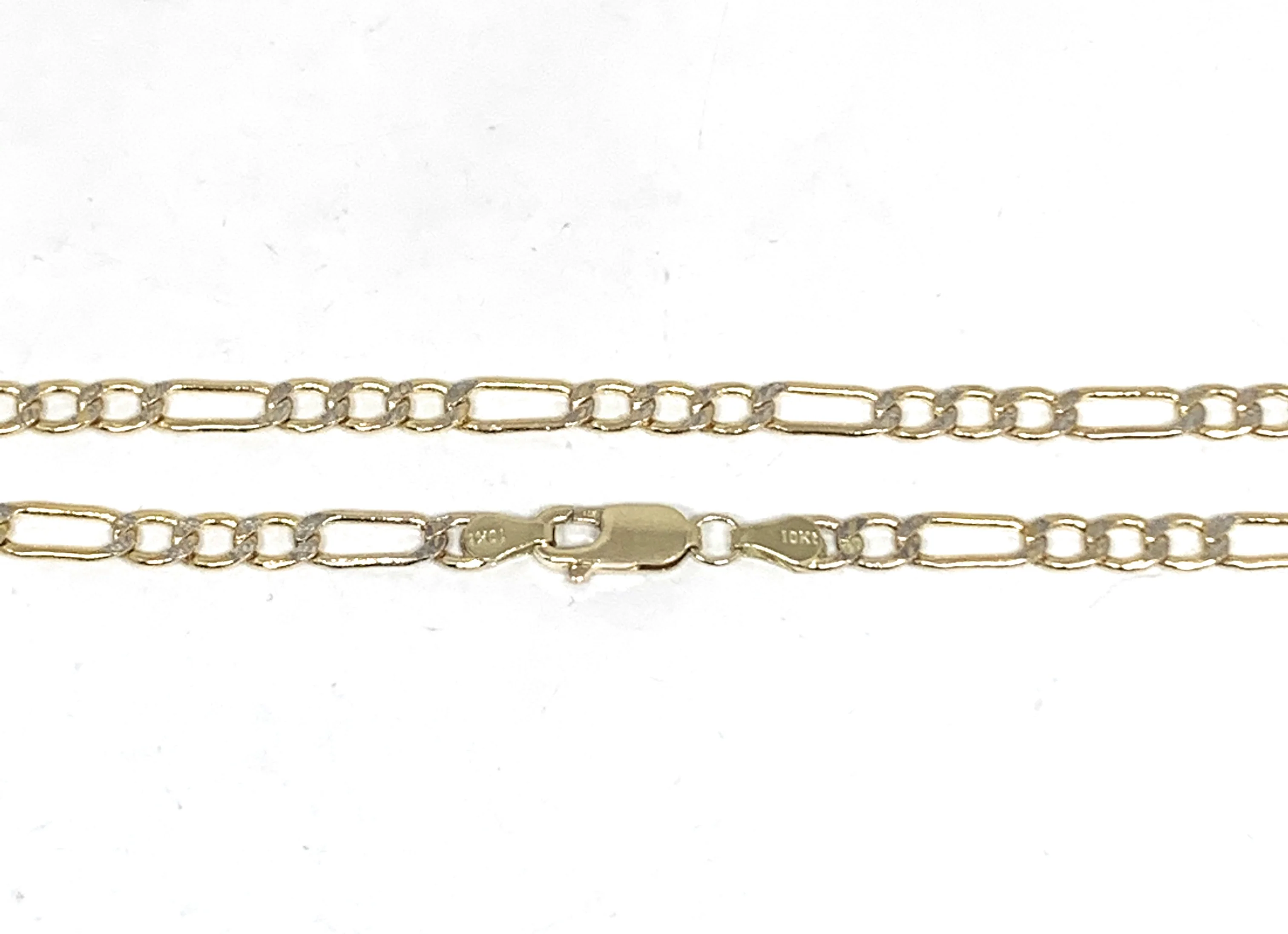 10k Solid Gold Diamond Cut (White Gold) Figaro Chain 18-26 inches 4.5-5mm (Semi-Hollow Style) - Image 4