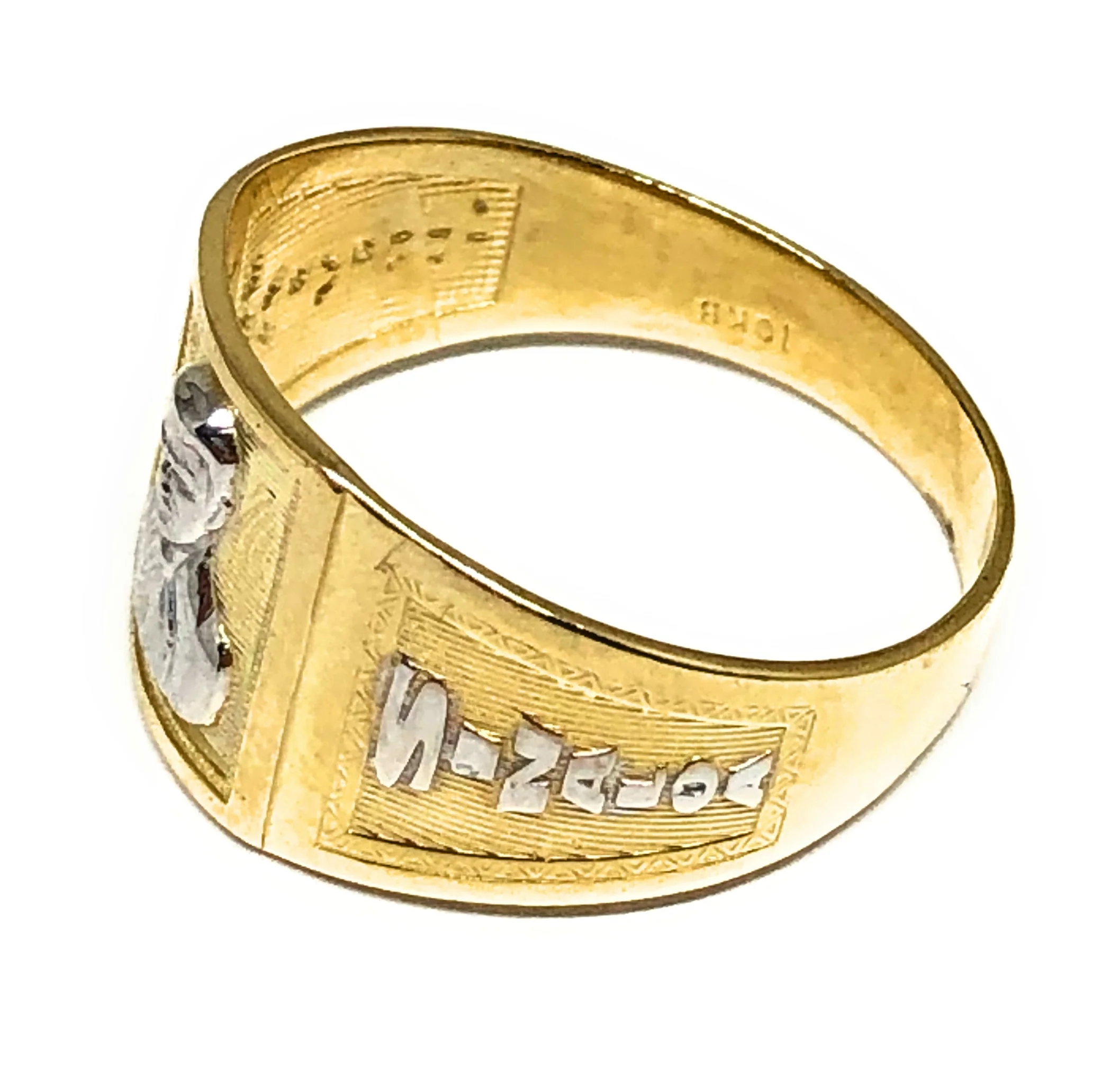 10k Solid Gold 2 Tone Jesus Malverde Sinaloa Ring - Image 3