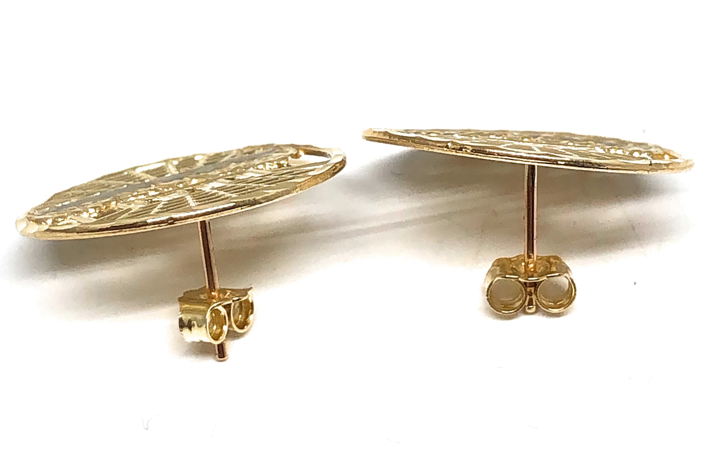 10k Solid Gold 2-Tone Round Last Supper Stud Earrings - Image 2