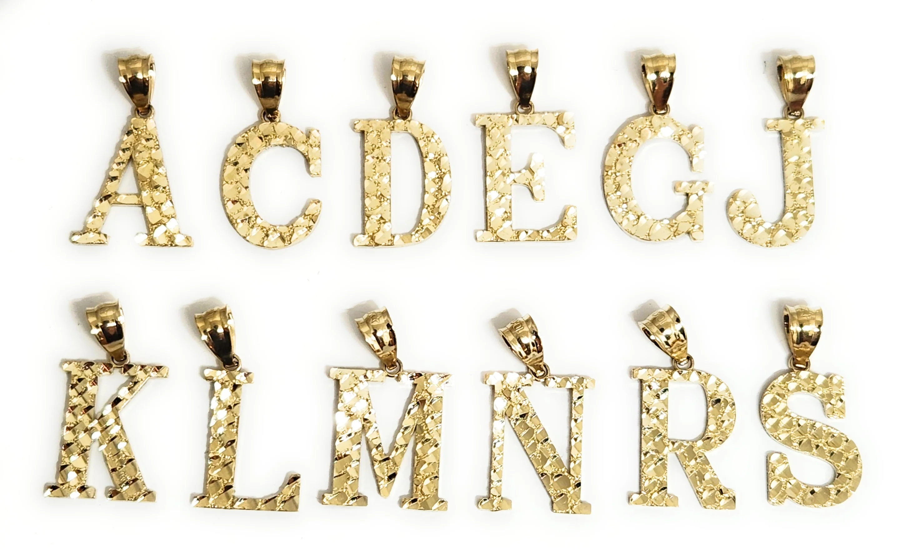 10k Solid Gold BLOCK NUGGET CUSTOMIZED SMALL Initial Letter Pendant - Image 3