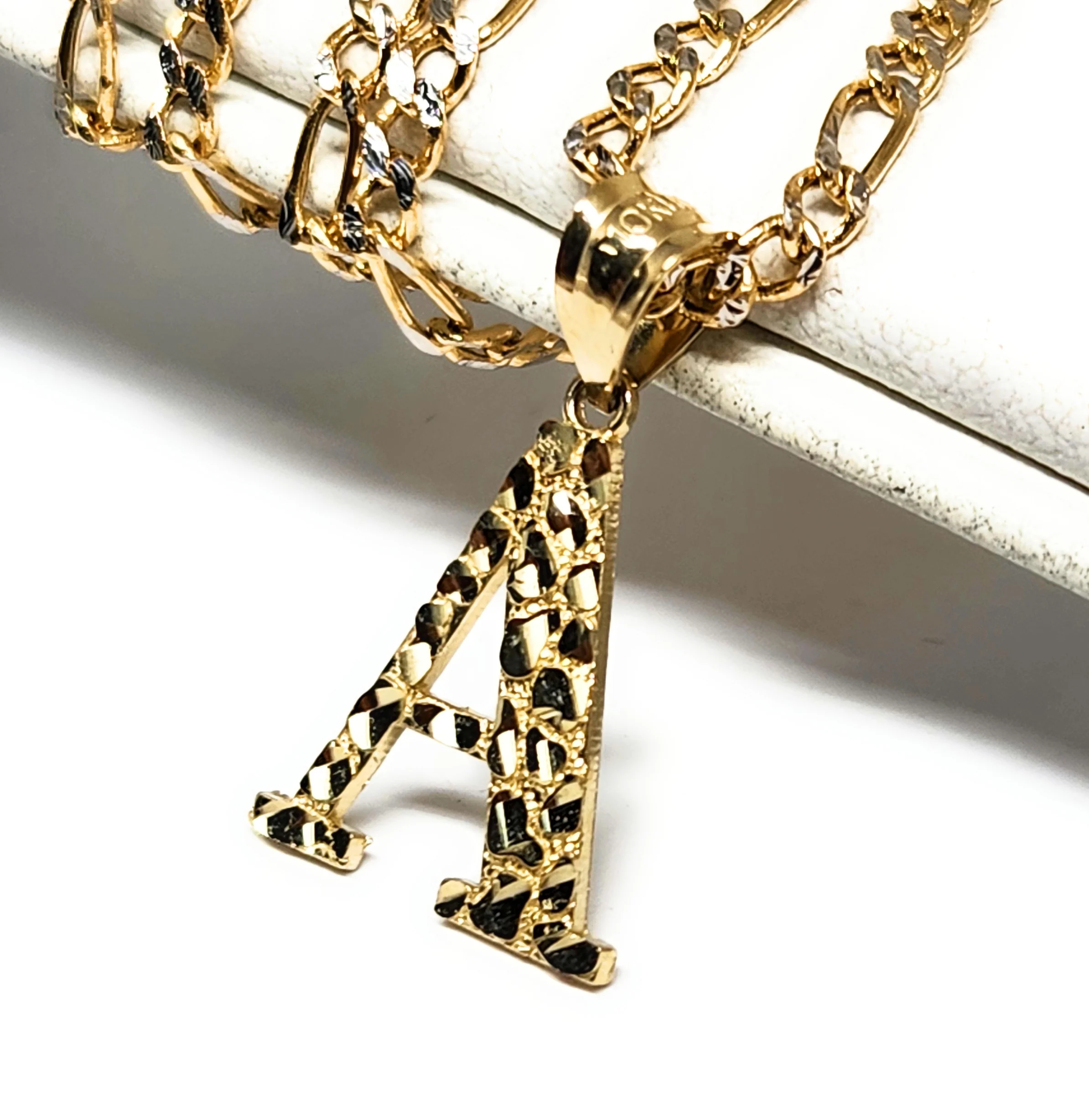 10k Solid Gold BLOCK NUGGET CUSTOMIZED SMALL Initial Letter Pendant - Image 4