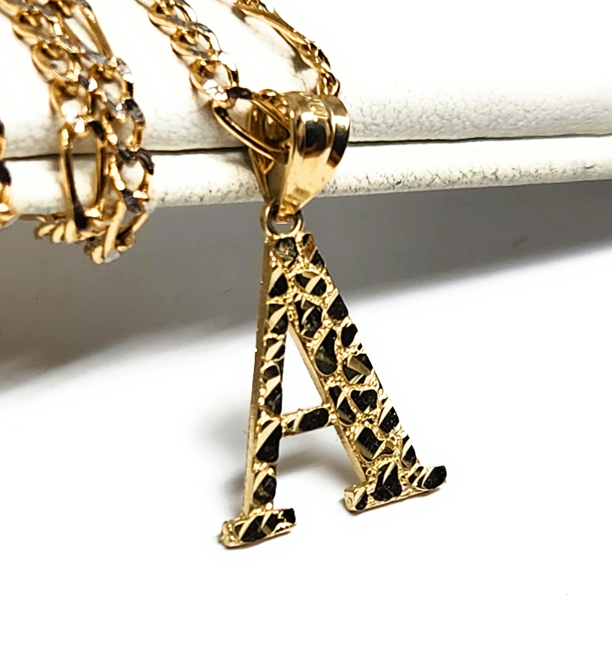 10k Solid Gold BLOCK NUGGET CUSTOMIZED SMALL Initial Letter Pendant - Image 5