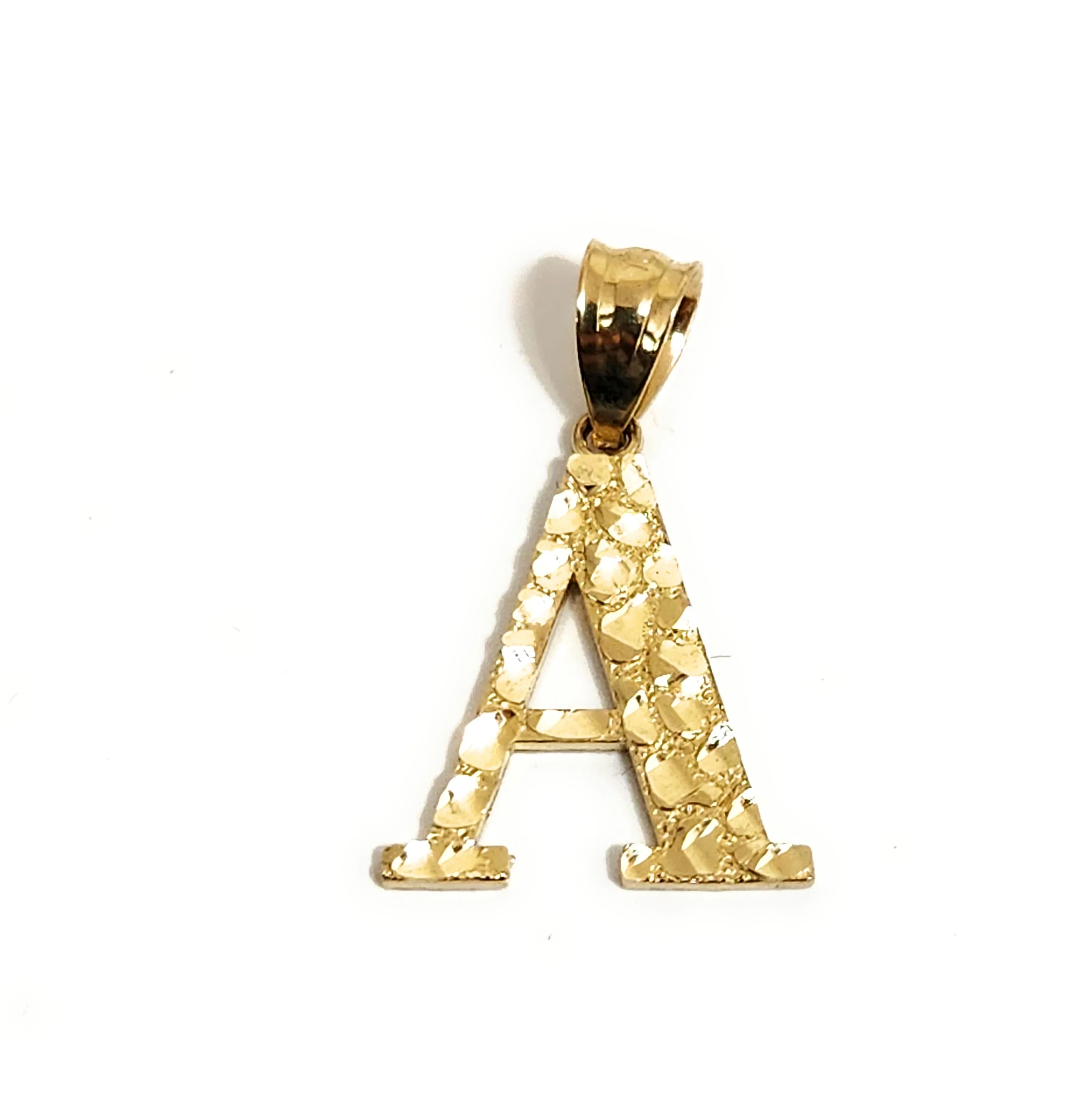 10k Solid Gold BLOCK NUGGET CUSTOMIZED SMALL Initial Letter Pendant - Image 6