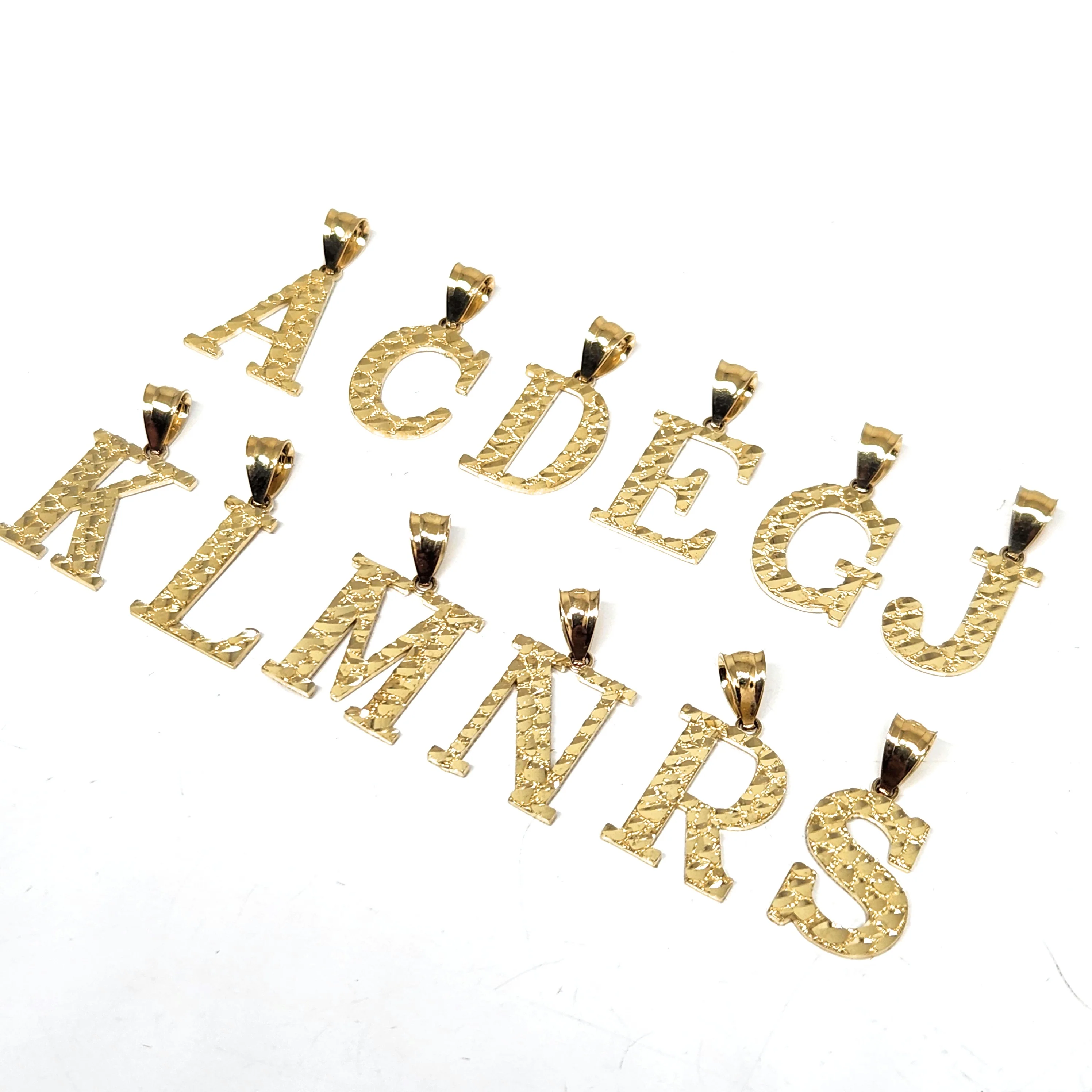 10k Solid Gold BLOCK NUGGET CUSTOMIZED SMALL Initial Letter Pendant - Image 7