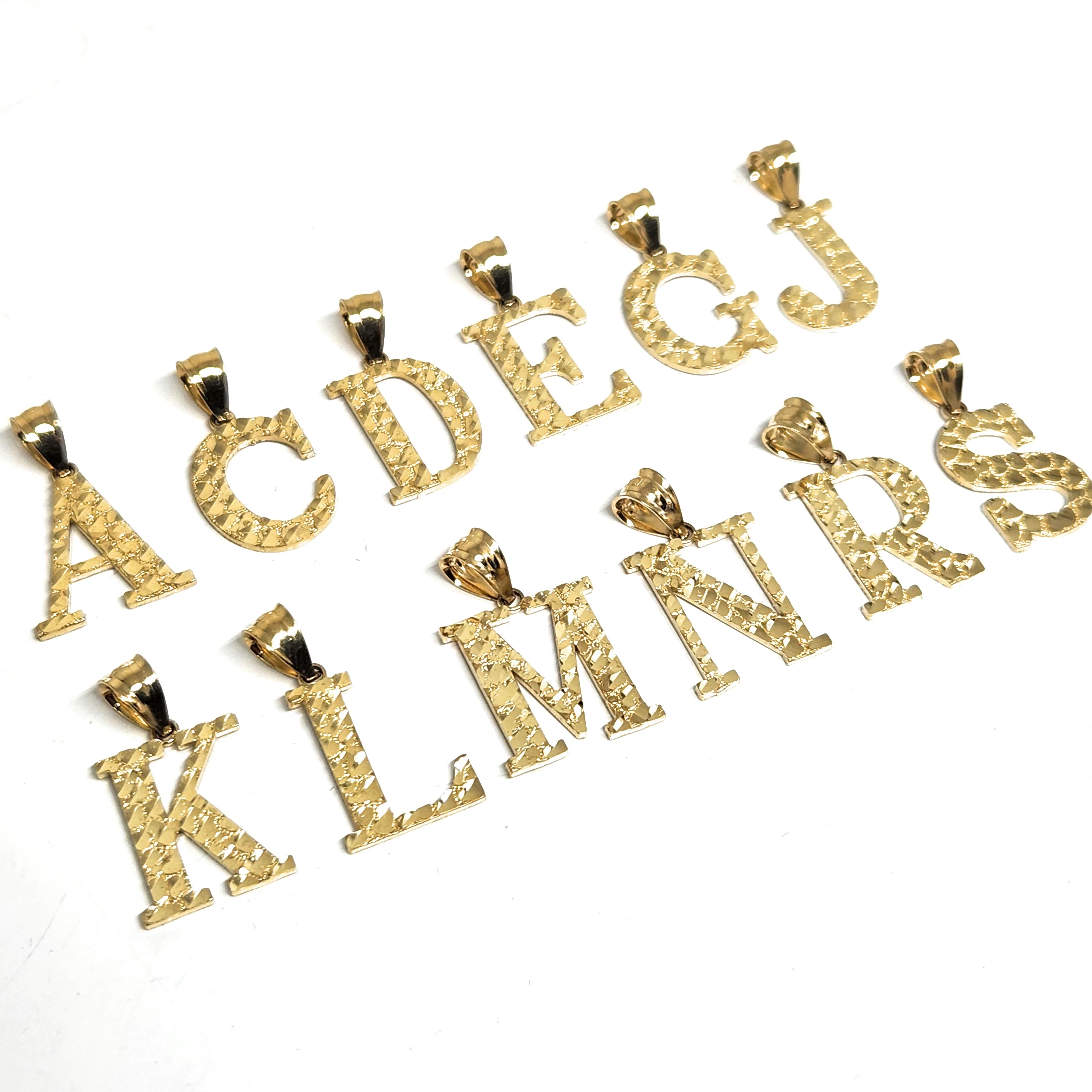 10k Solid Gold BLOCK NUGGET CUSTOMIZED SMALL Initial Letter Pendant - Image 8