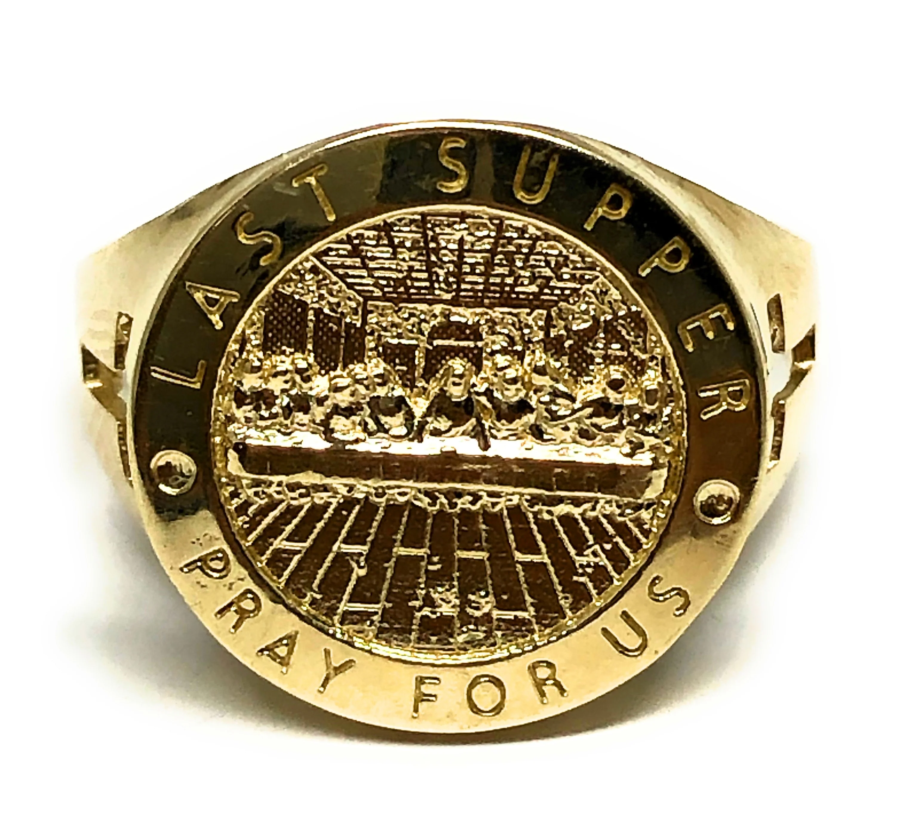 10k Solid Gold Classic 2-Tone Round Last Supper Ring (7.5g) - Image 2