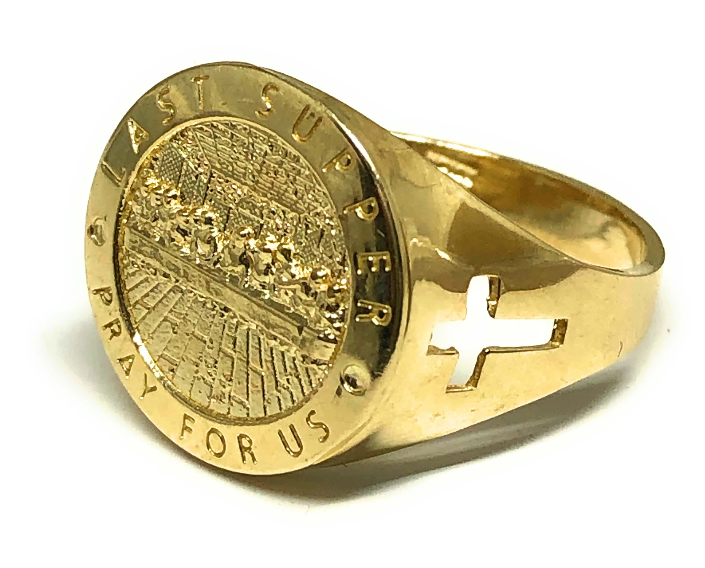 10k Solid Gold Classic 2-Tone Round Last Supper Ring (7.5g) - Image 3