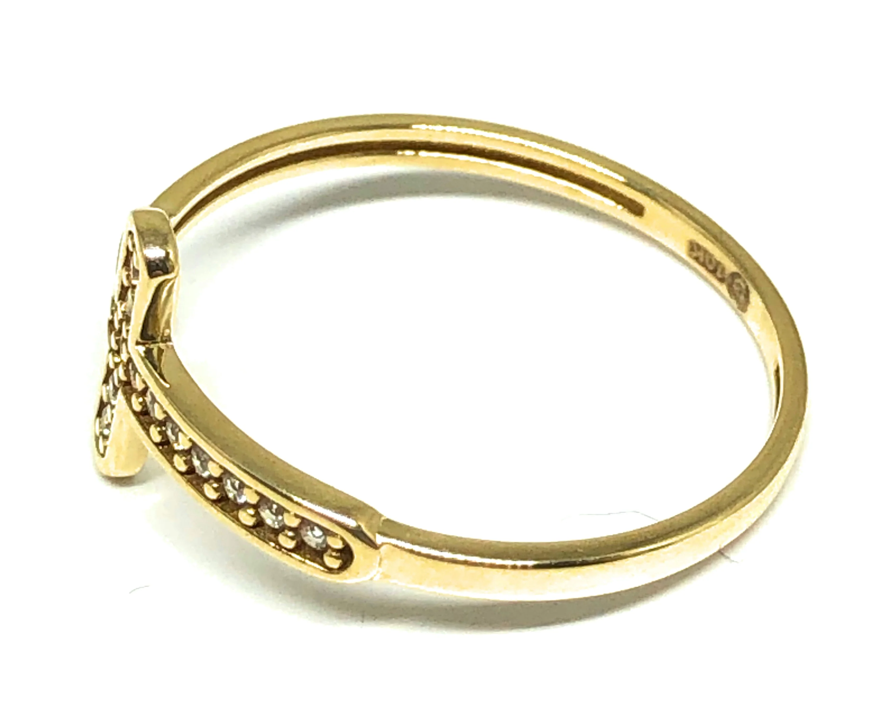 10k Solid Gold Cross CZ Ring - Image 2