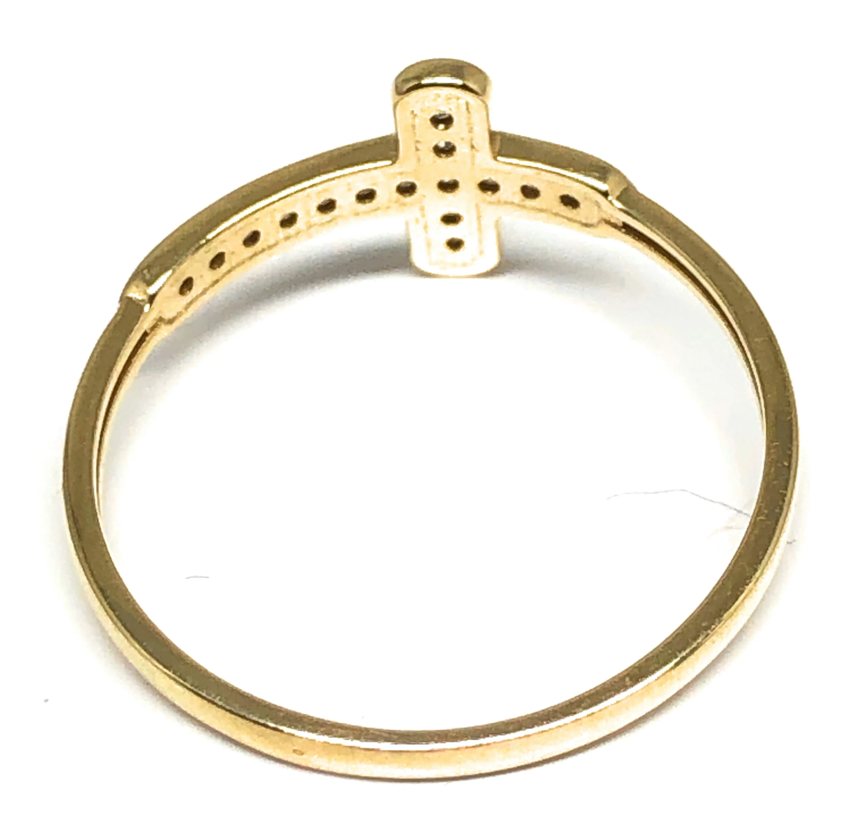 10k Solid Gold Cross CZ Ring - Image 3