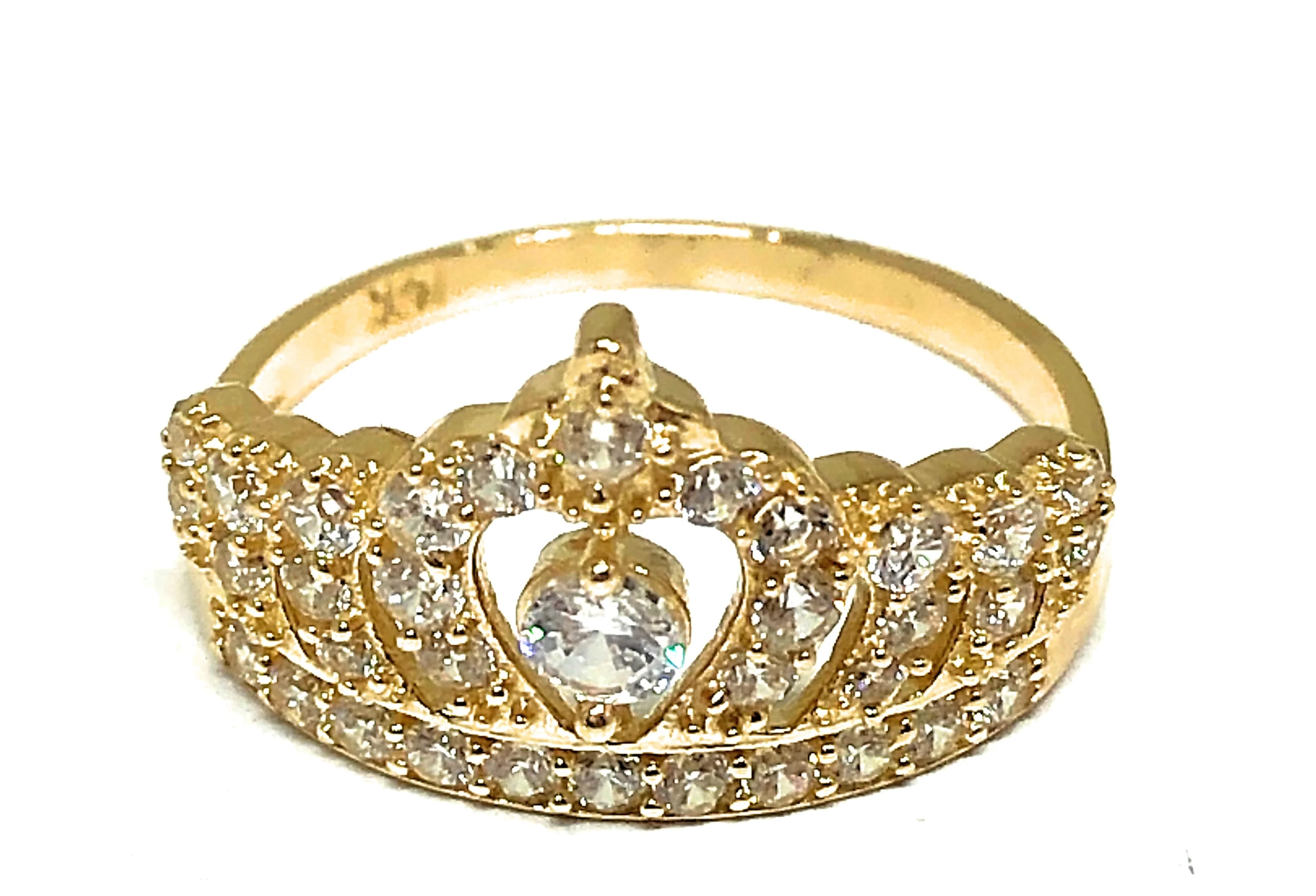 10k Solid Gold Crown Cubic Zirconia Ring