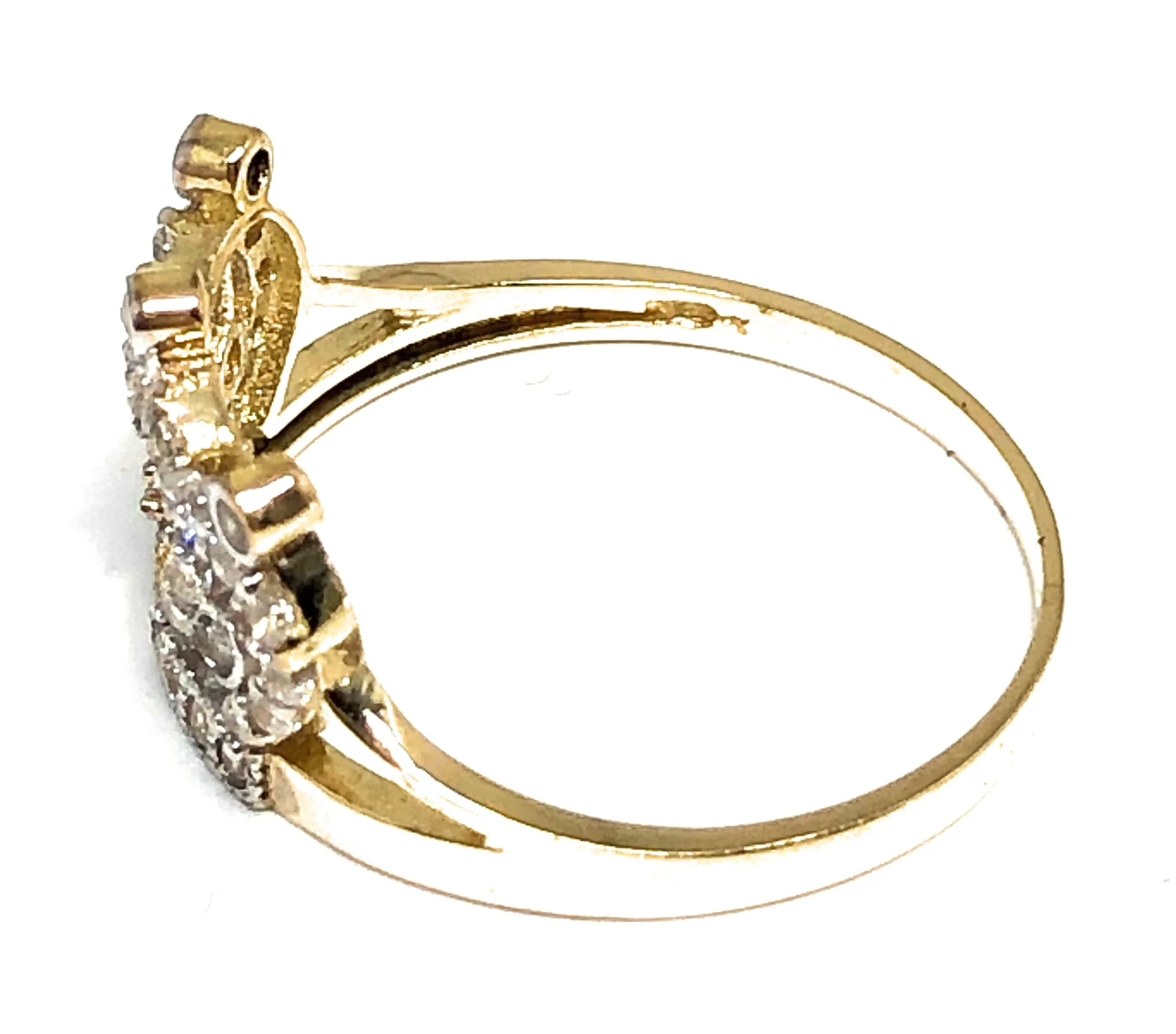 10k Solid Gold Crown Cubic Zirconia Ring - Image 2