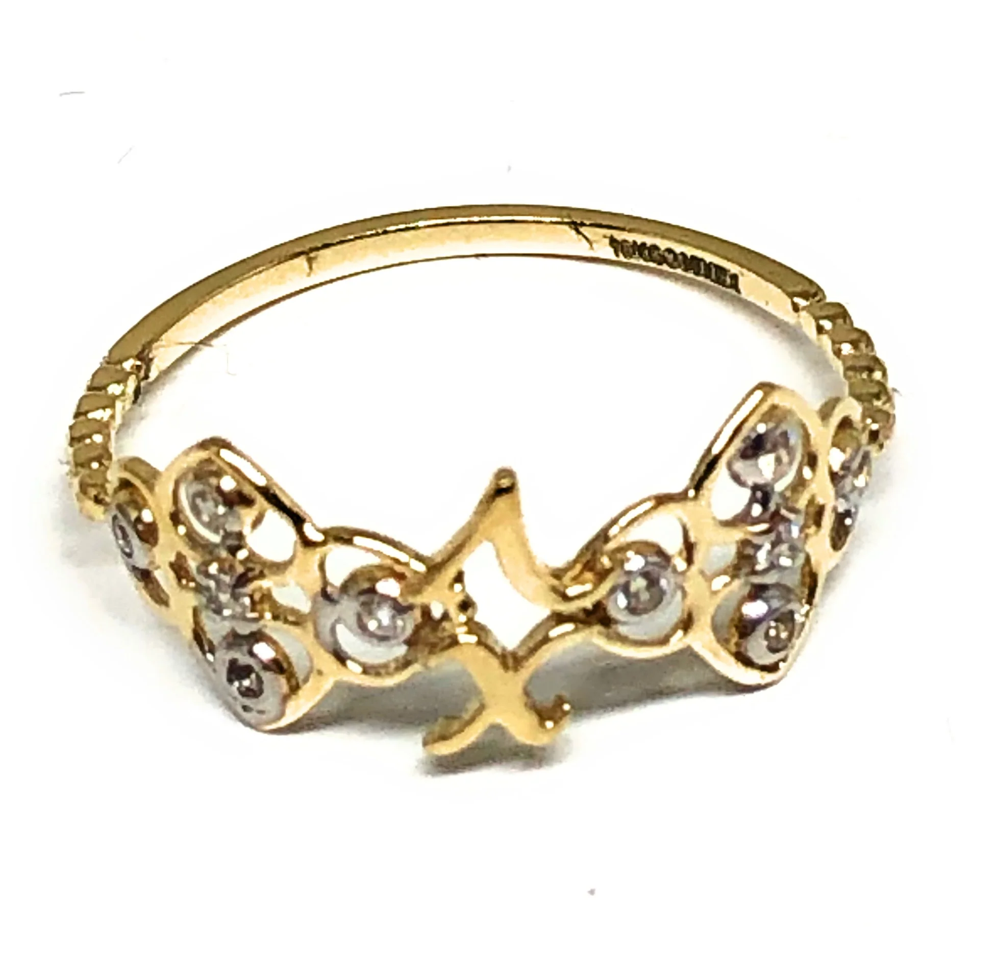 10k Solid Gold Crown Cubic Zirconia Ring