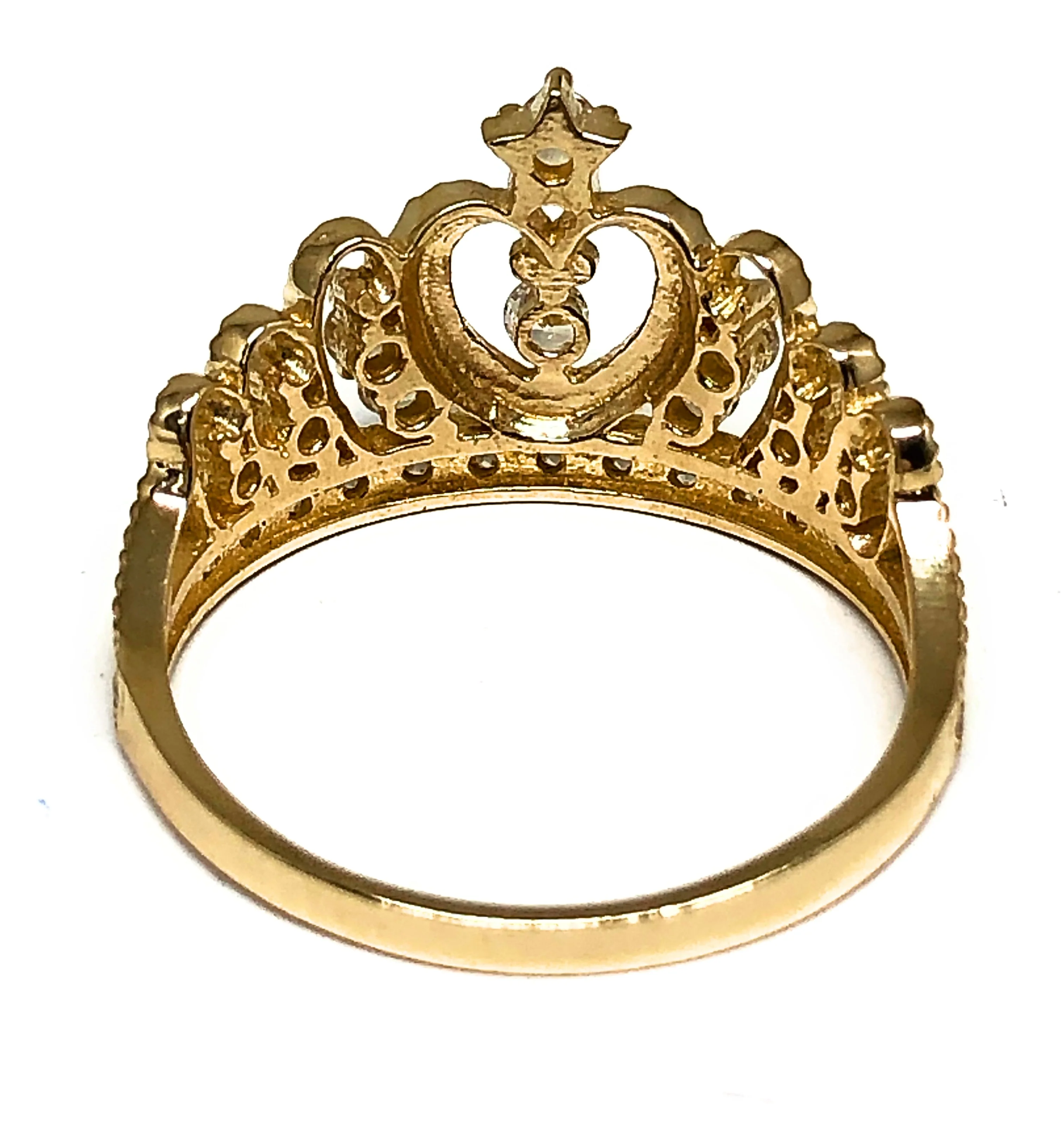 10k Solid Gold Crown Cubic Zirconia Ring - Image 2