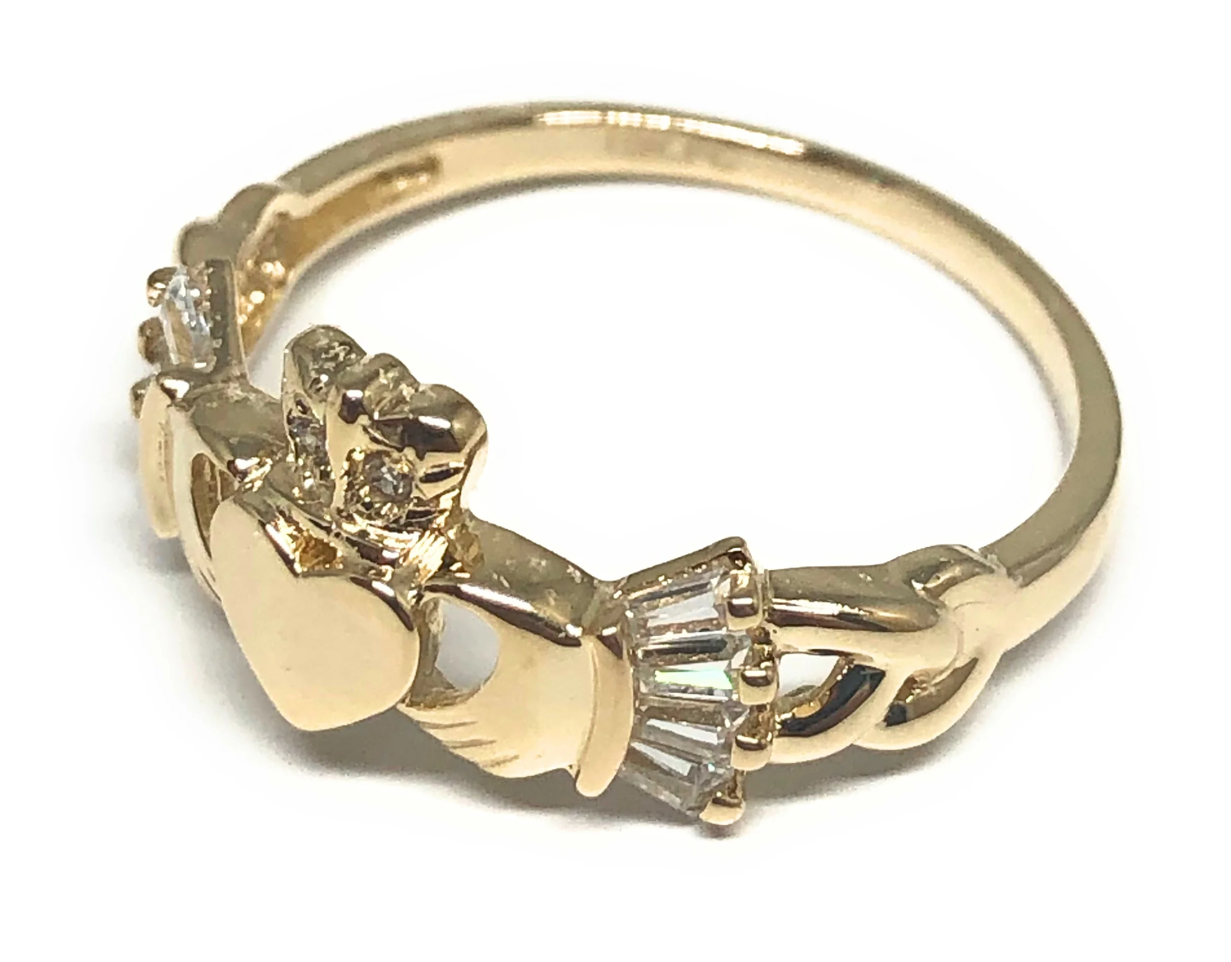 10k Solid Gold Claddagh Crown Heart CZ Ring (FC 72) - Image 2
