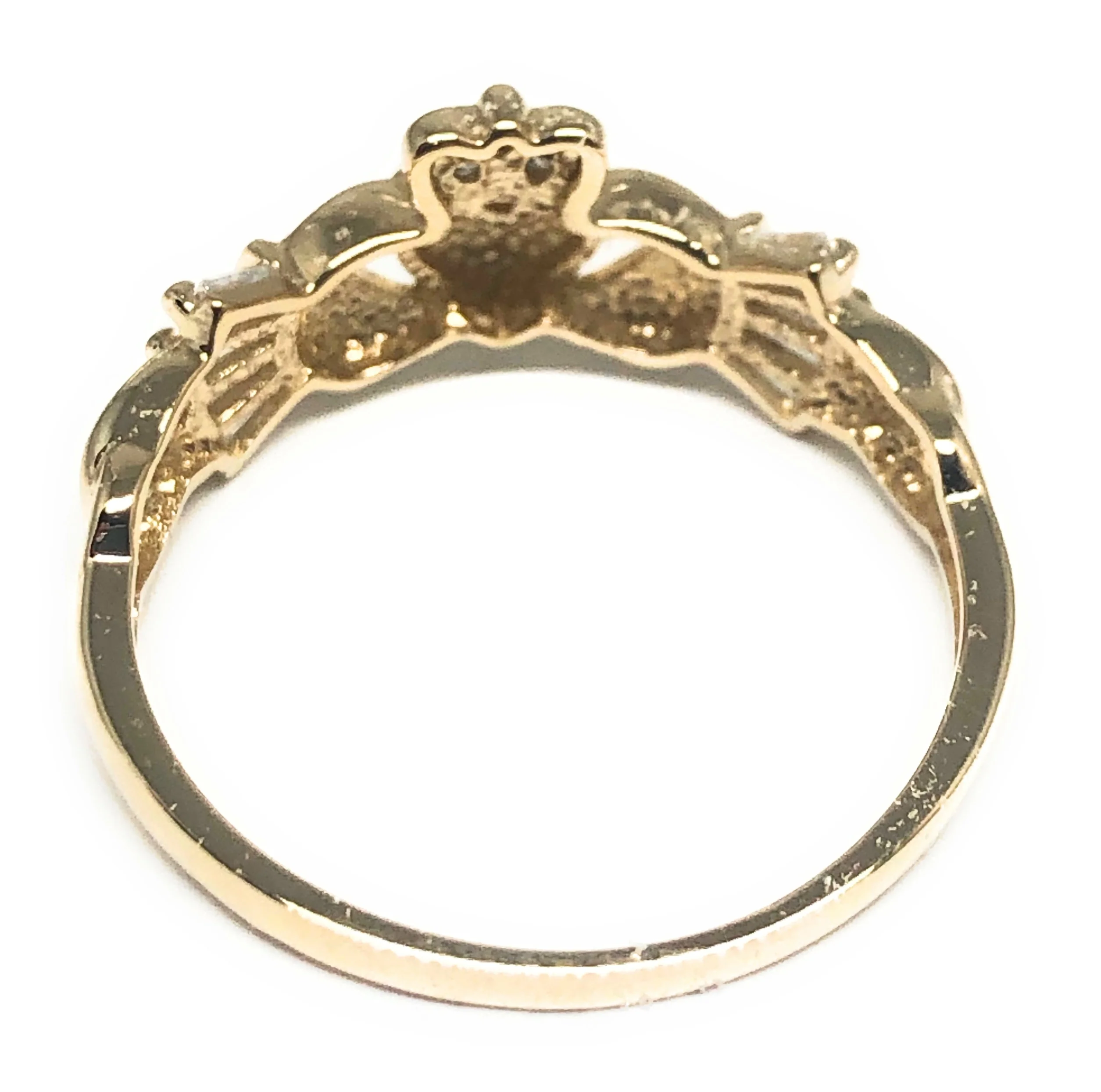 10k Solid Gold Claddagh Crown Heart CZ Ring (FC 72) - Image 3