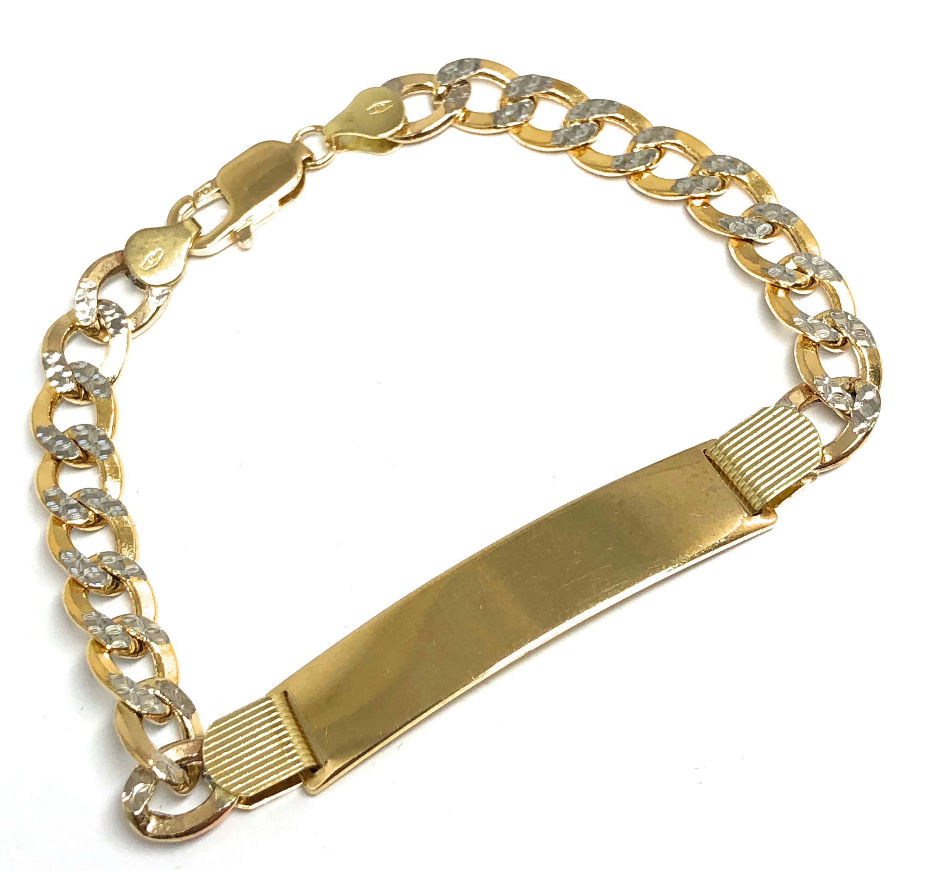 10k Solid Gold Cuban Link Brracelet 8-8.5 inch length 6.5-8mm Width Diamond Cut (White Gold) (Free Engraving, Email us name!) - Image 5
