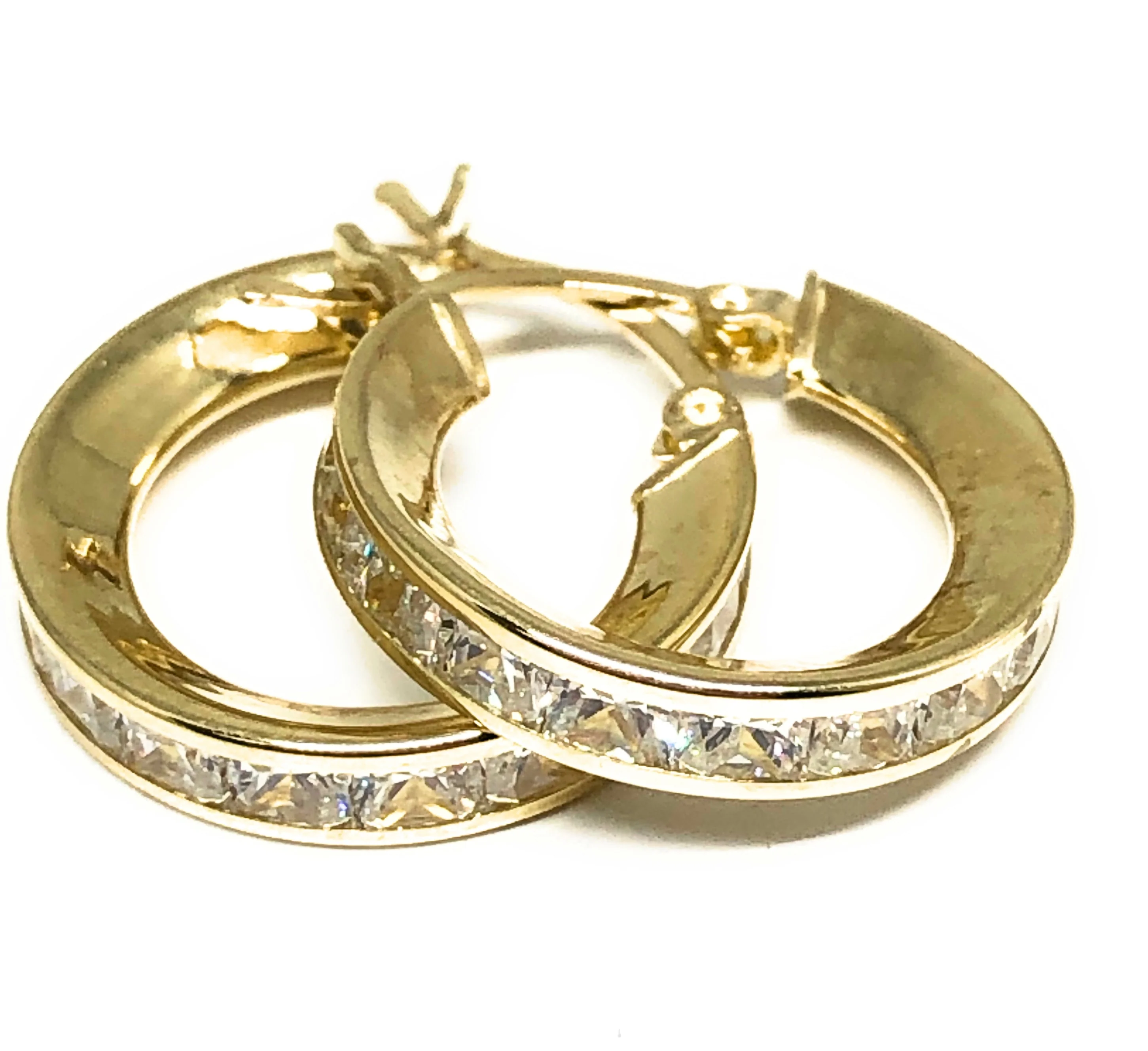 10k Solid Gold Cubic Zirconia Huggie Earrings