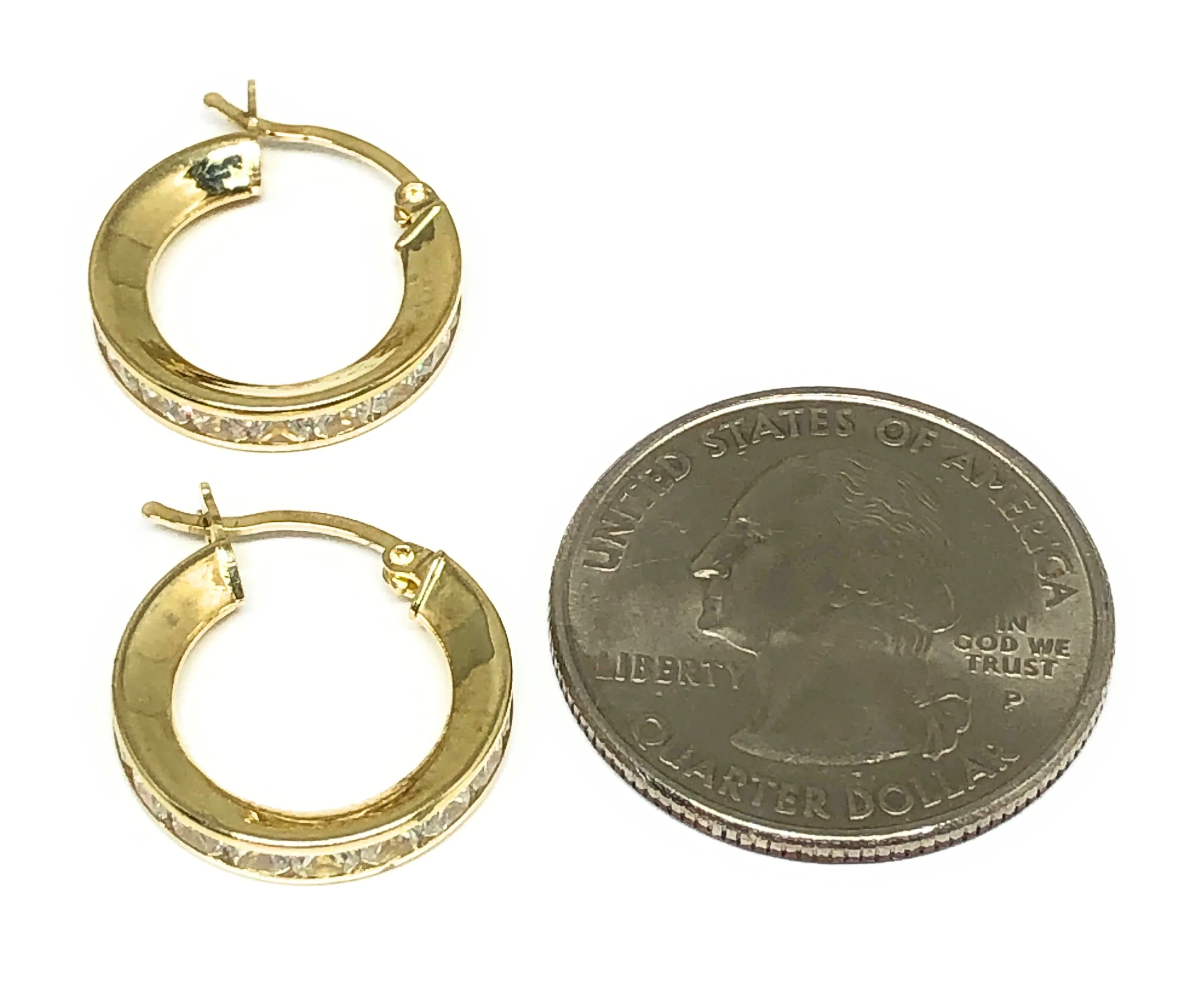 10k Solid Gold Cubic Zirconia Huggie Earrings - Image 3