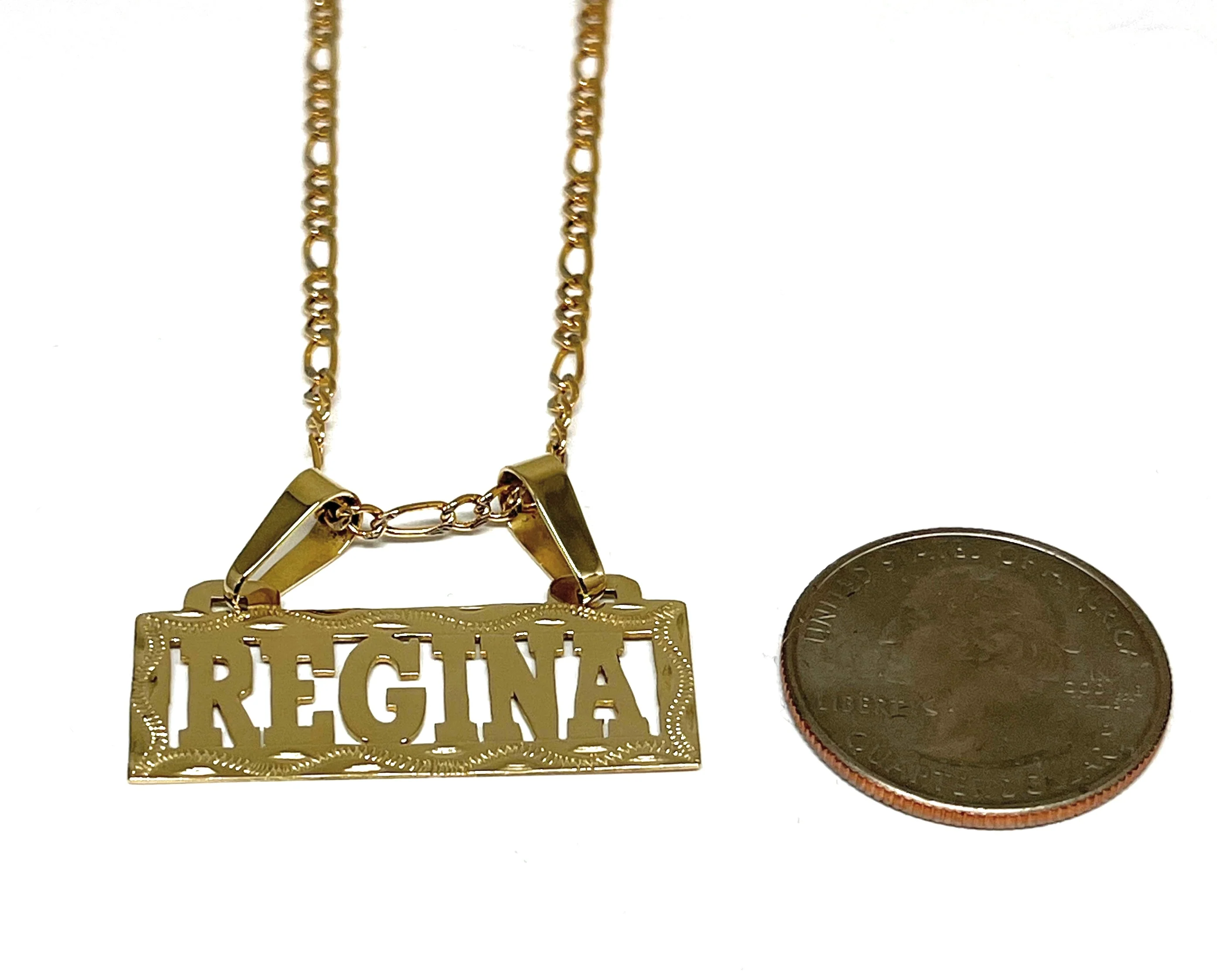 10k Solid Gold Custom BLOCK ELEGANT SQUARE Nameplate Pendant Necklace with Chain Options - Image 2