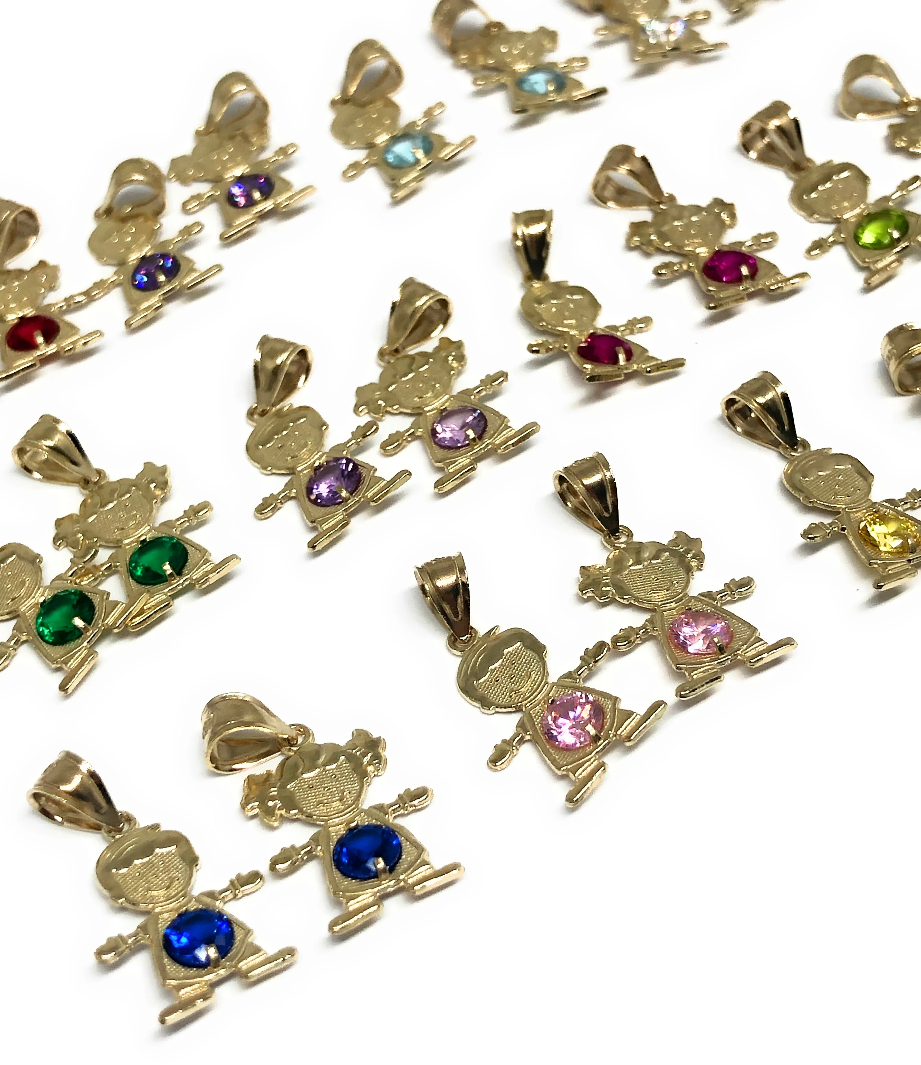 10k Solid Gold CUSTOMIZED Girl/Boy Children CZ Birthstone Month Pendant - Image 15