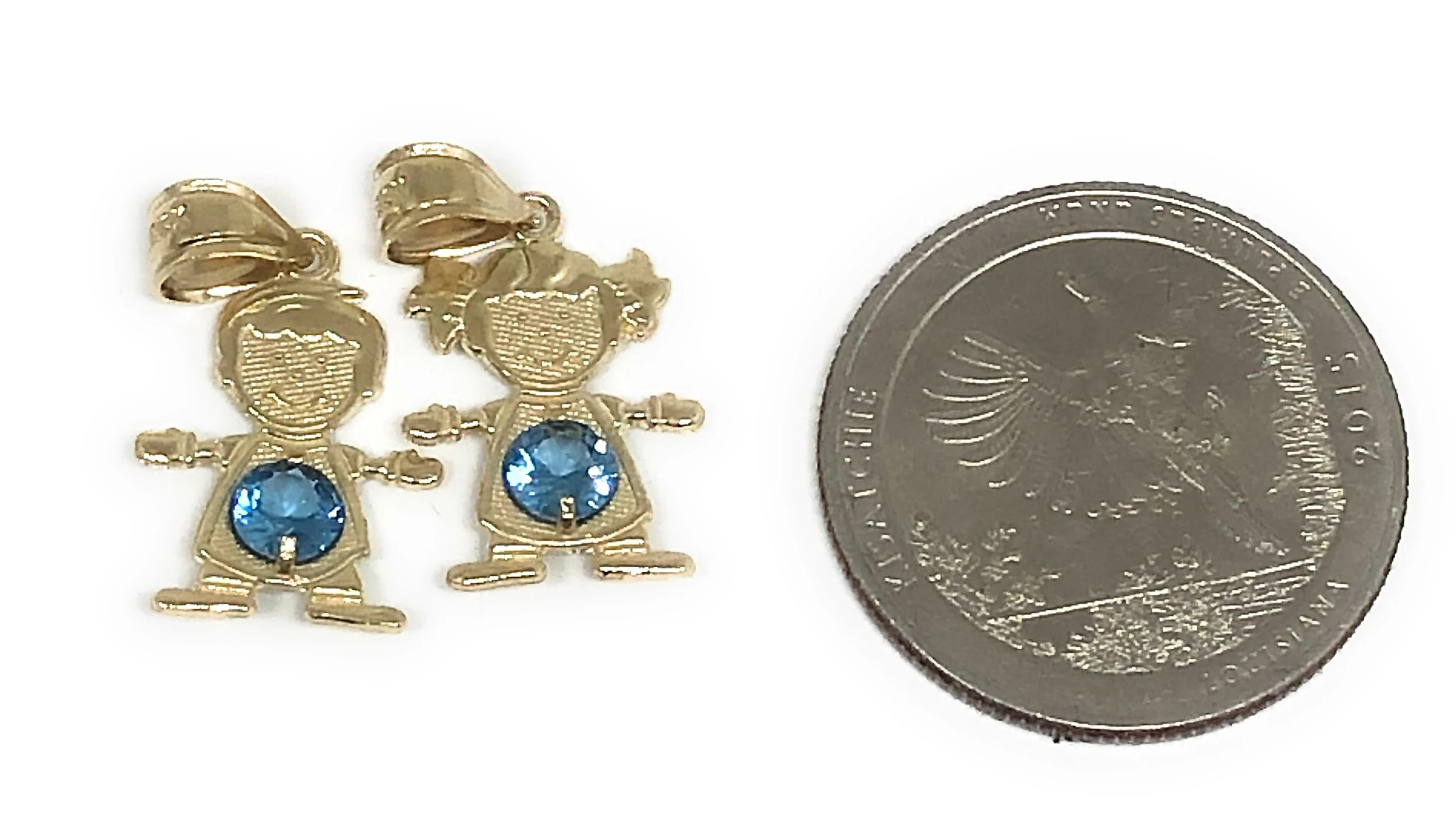 10k Solid Gold CUSTOMIZED Girl/Boy Children CZ Birthstone Month Pendant - Image 2