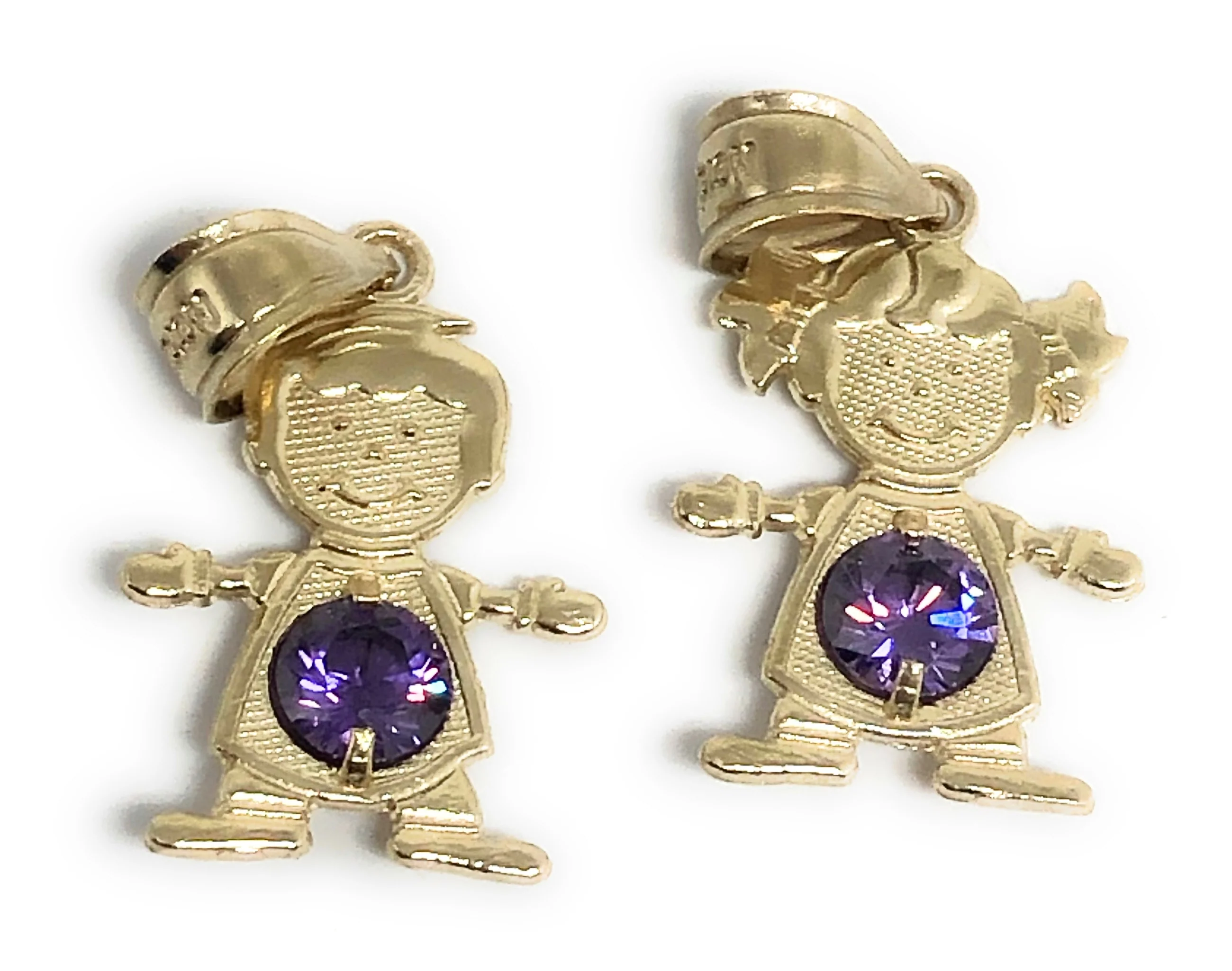 10k Solid Gold CUSTOMIZED Girl/Boy Children CZ Birthstone Month Pendant - Image 4