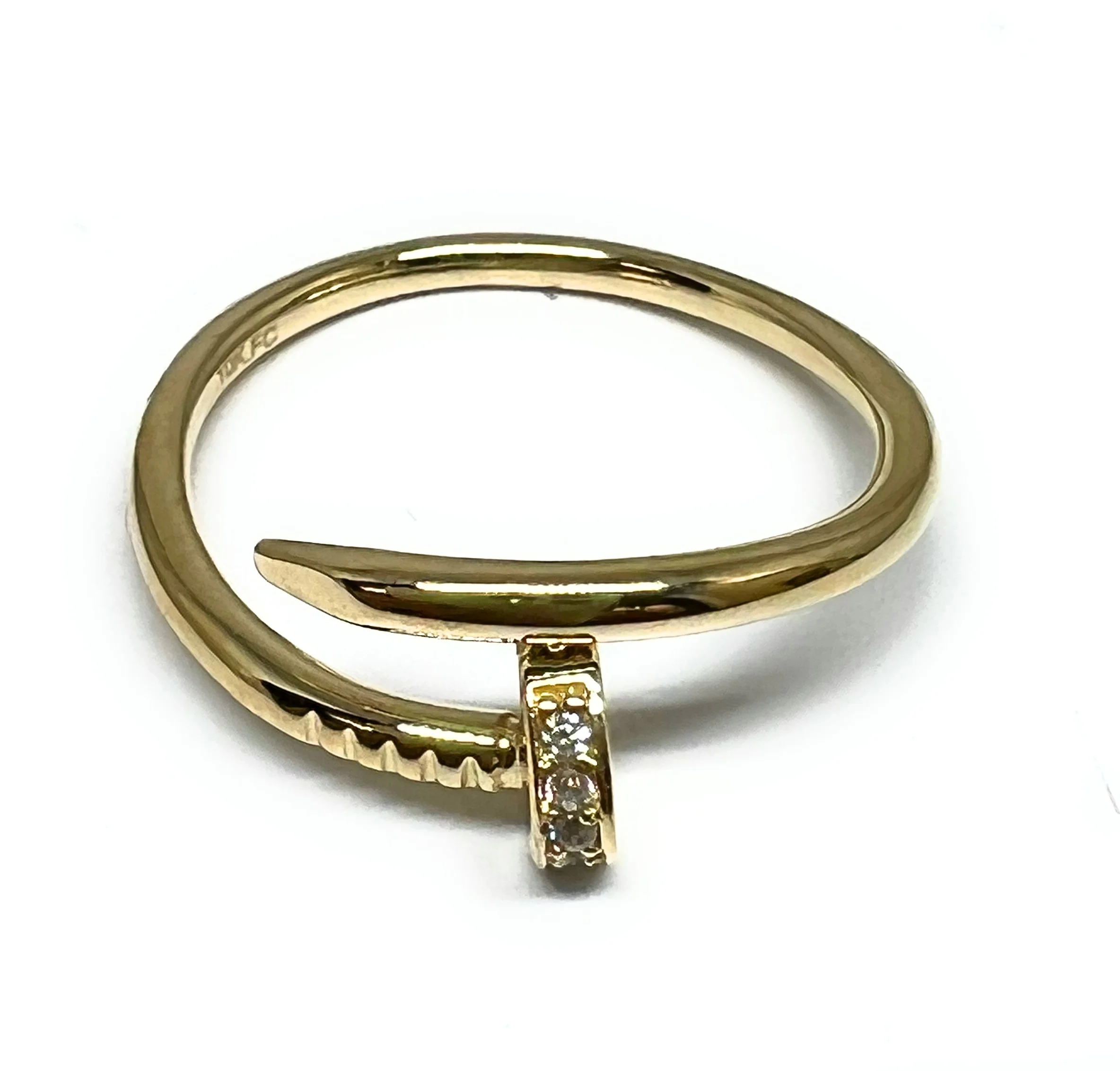 10k Solid Gold CZ Nail Ring (FC 134)