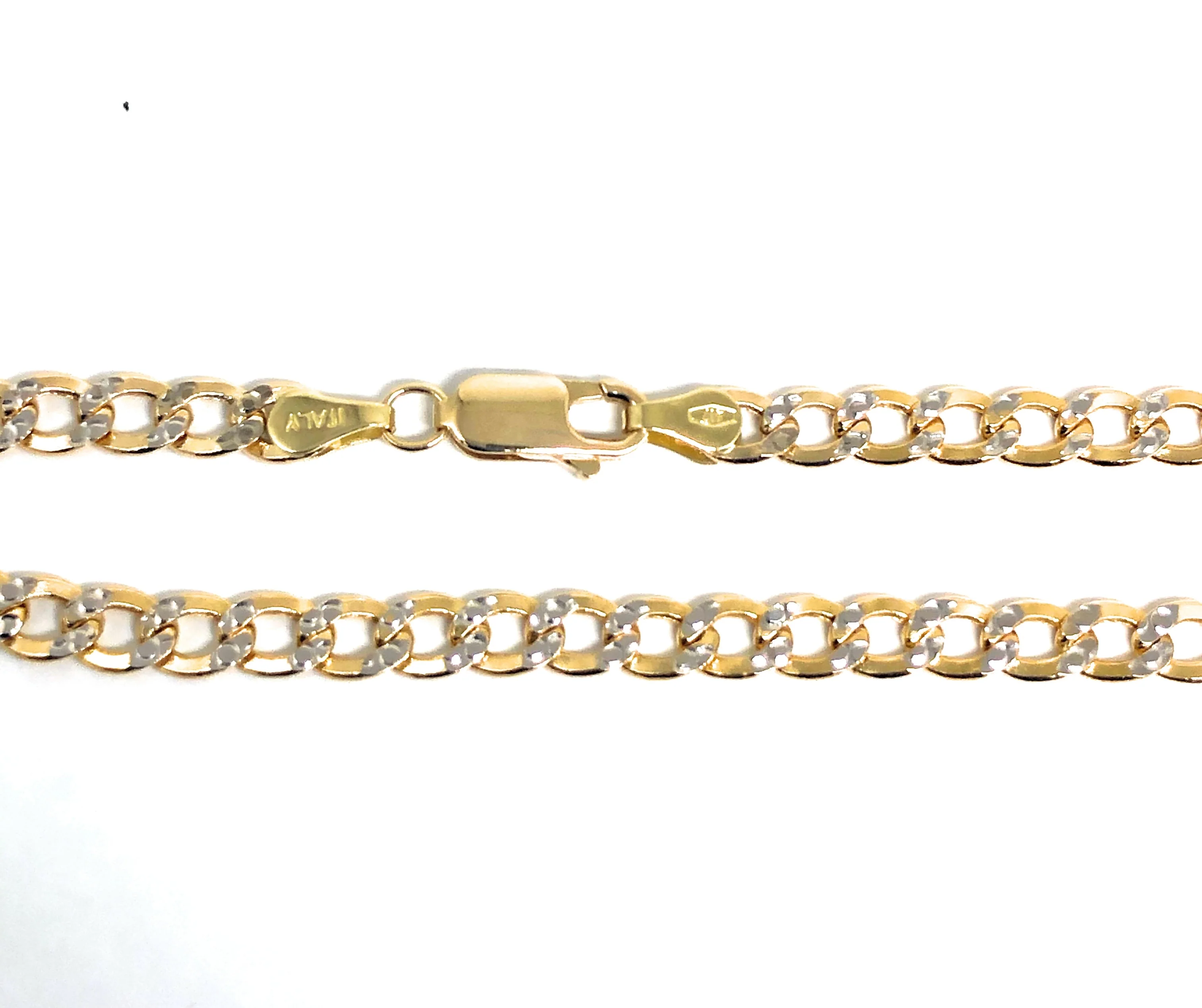 10k Solid Gold Diamond Cut (White Gold) Cuban CURB Link Chain 18-24 inches 4.5mm (Semi-Hollow Style) - Image 3