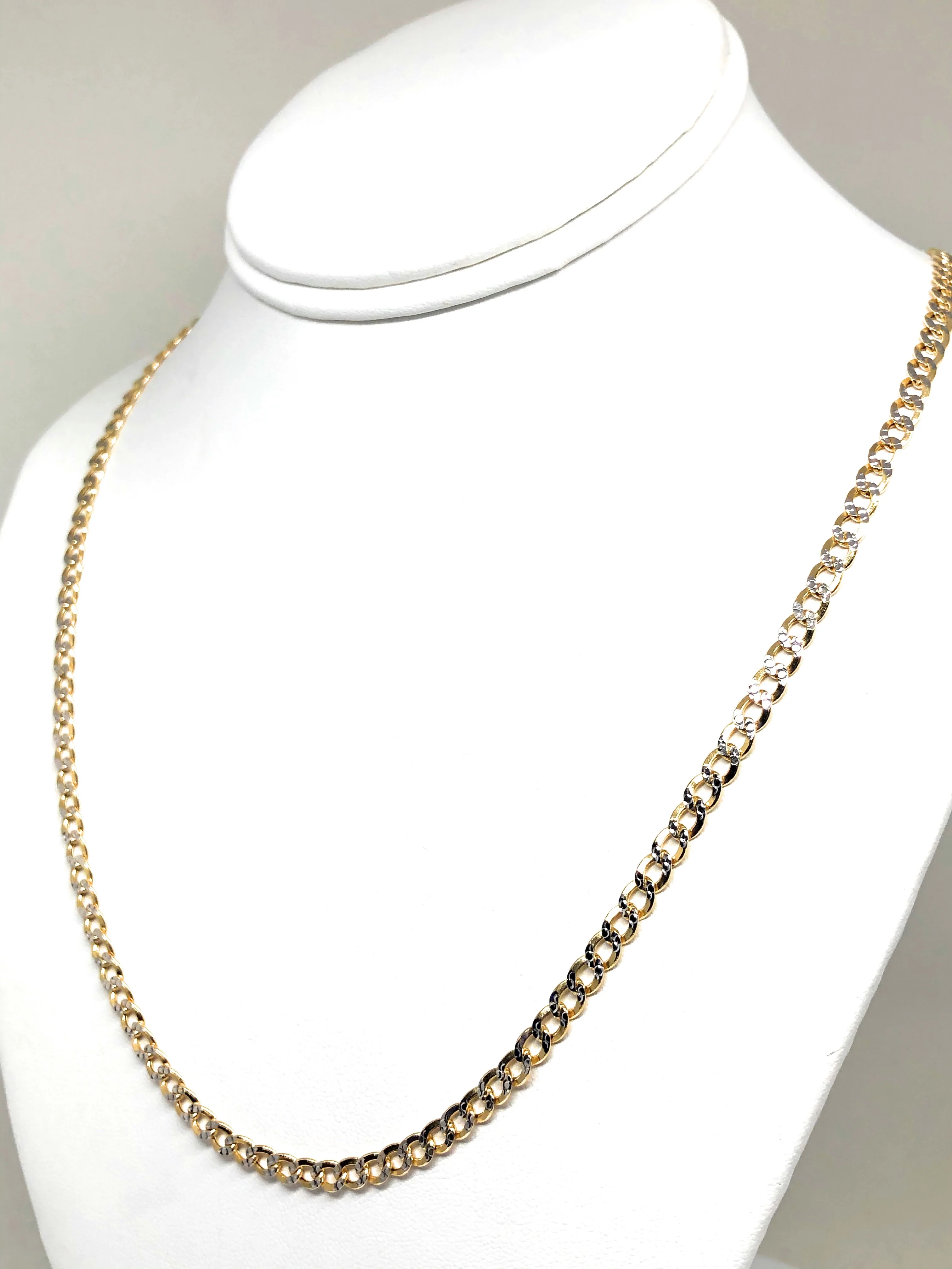 10k Solid Gold Diamond Cut (White Gold) Cuban CURB Link Chain 18-26 inches 5.2mm (Semi-Hollow Style) - Image 5