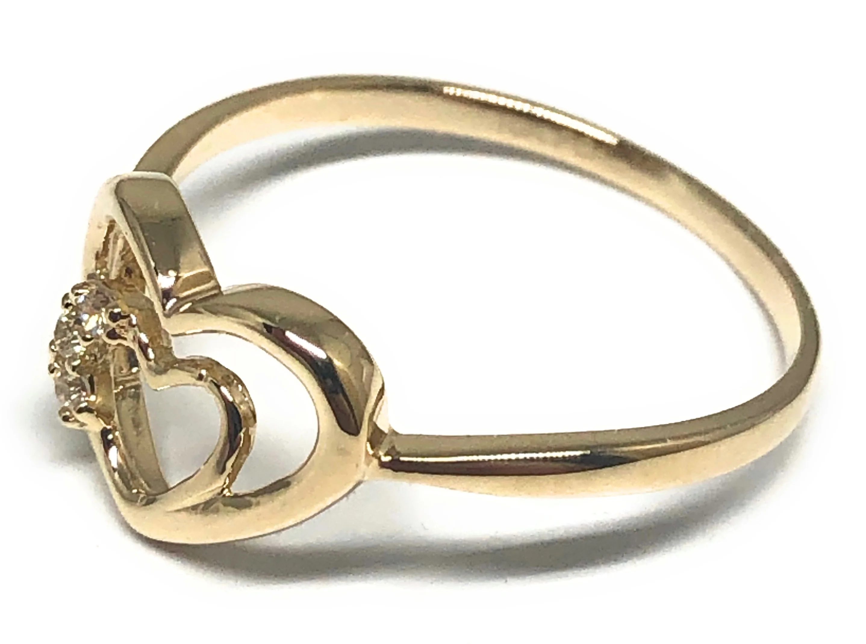 10k Solid Gold Double Heart CZ Ring (FC 71) - Image 2