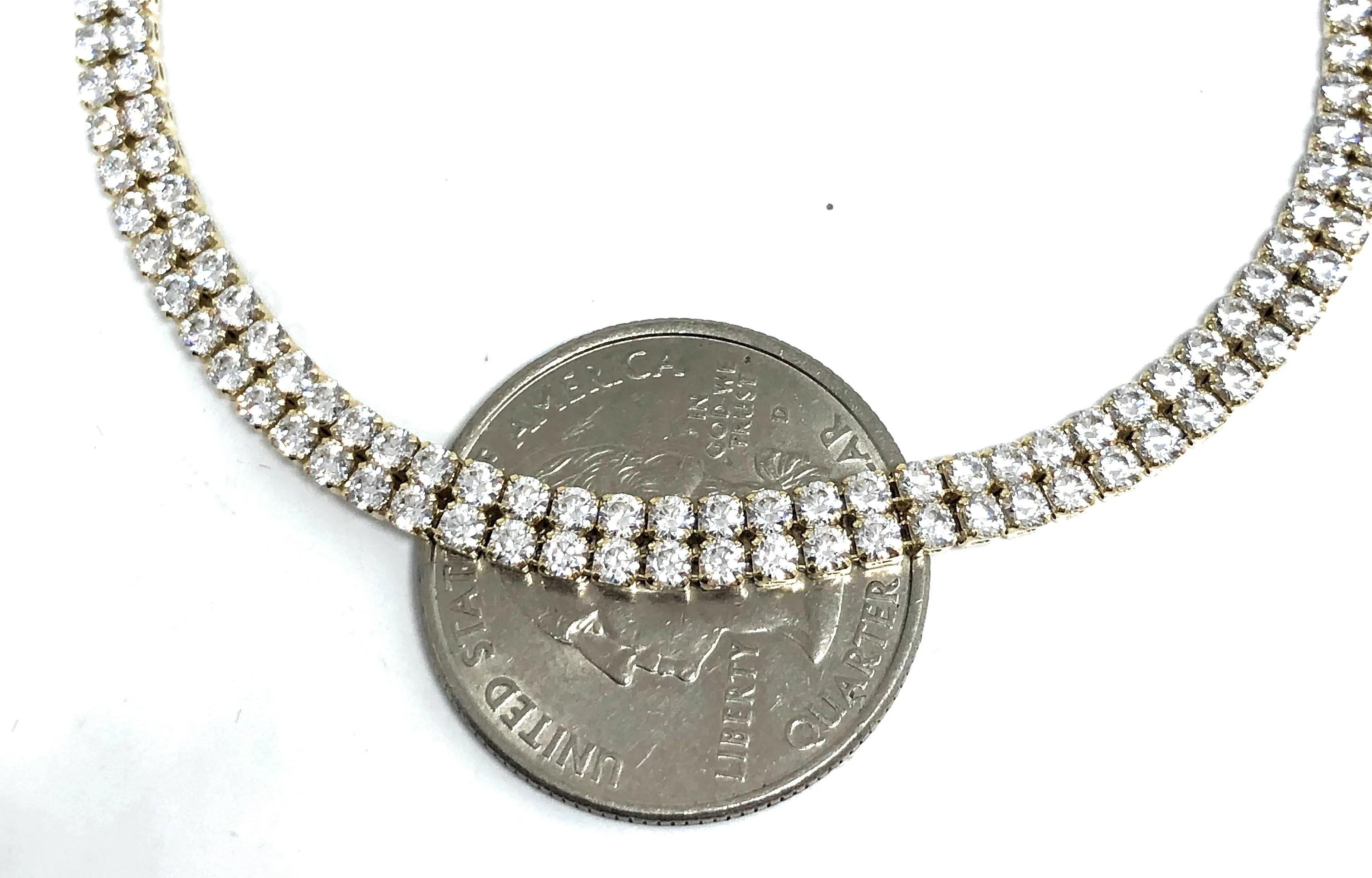 10k Solid Gold Double Tennis CZ Brracelet 7-8 inch 4.3mm - Image 2