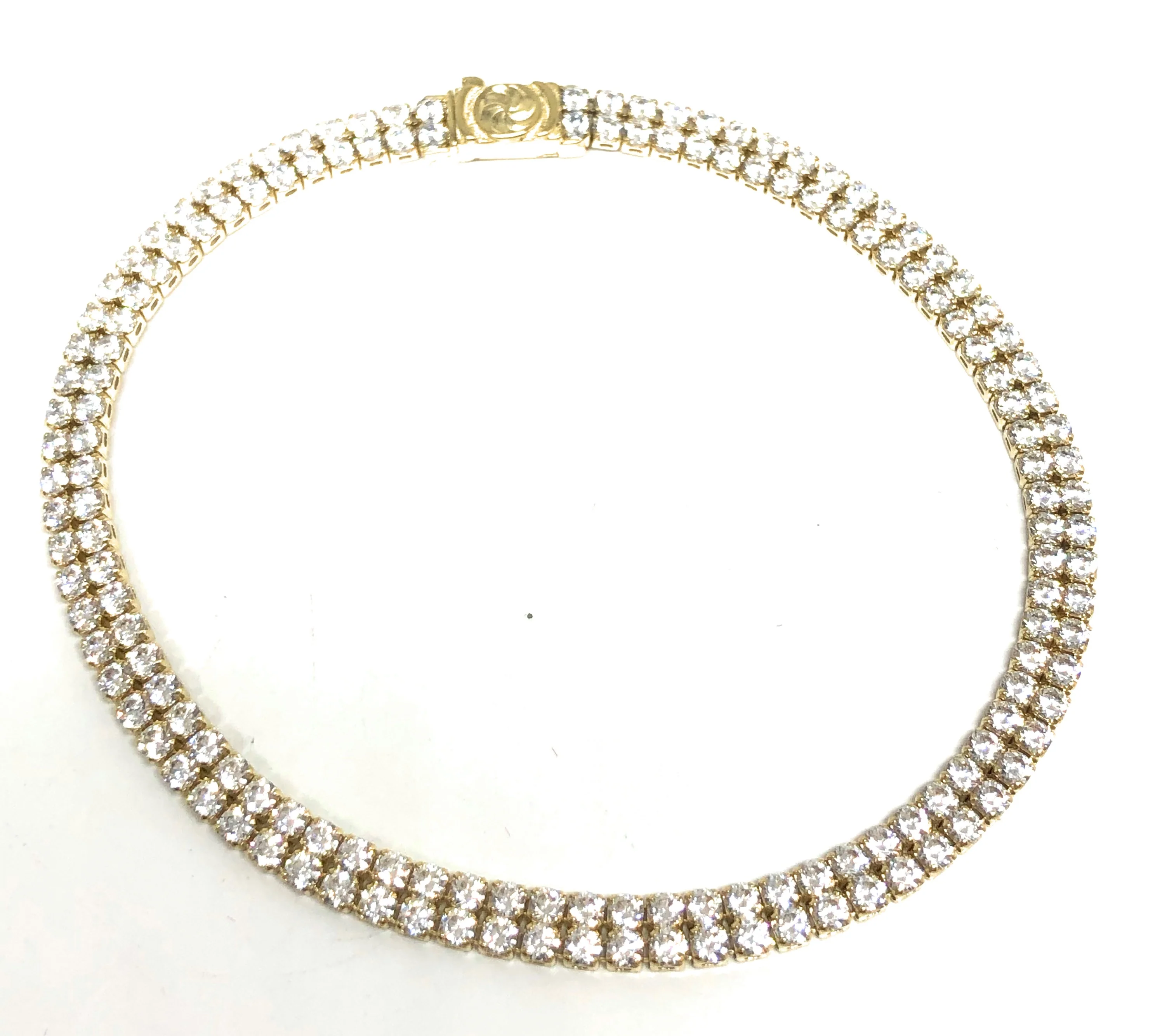 10k Solid Gold Double Tennis CZ Brracelet 7-8 inch 4.3mm - Image 3