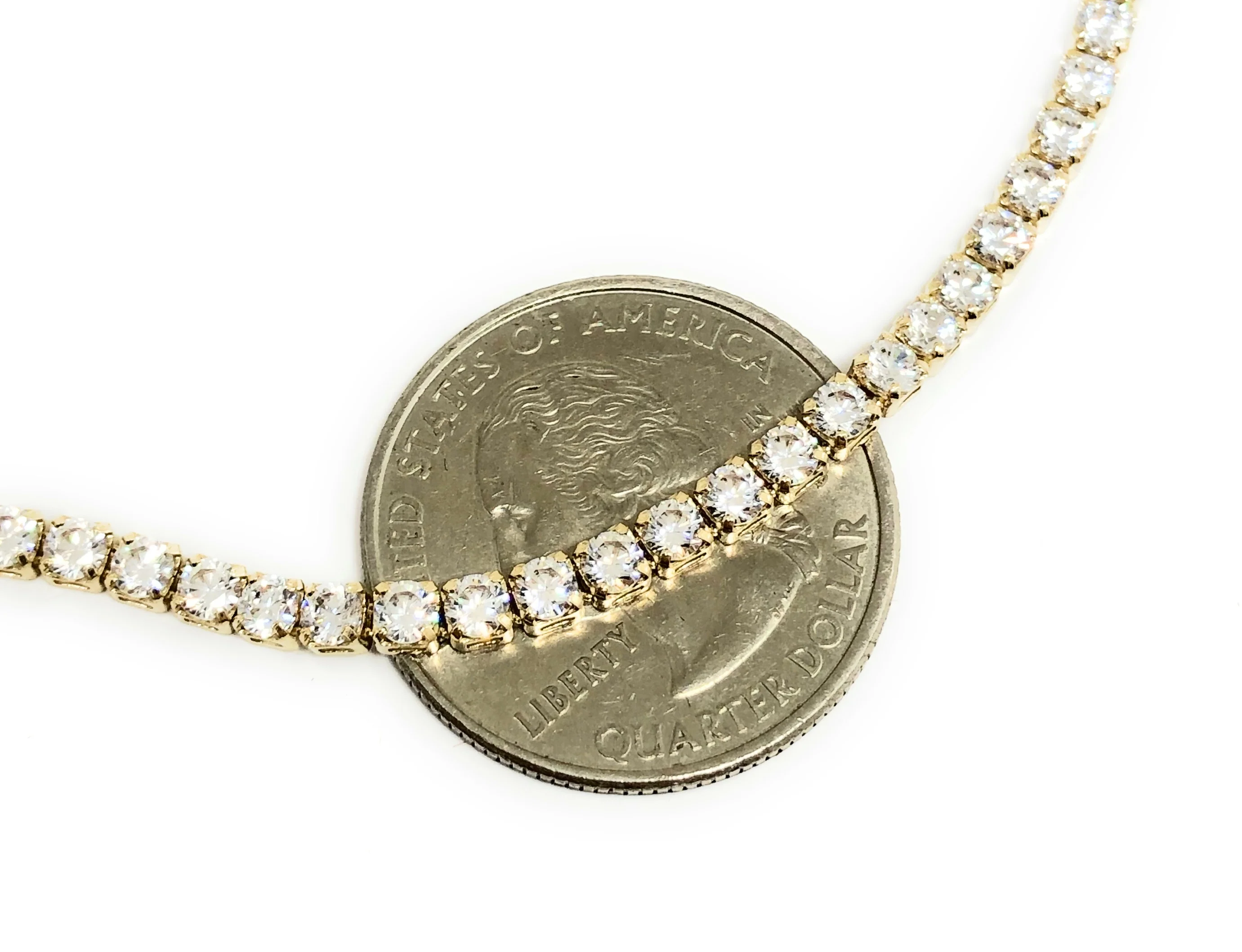 10k Solid Gold Tennis CZ Chain 18-22 inch 3mm - Image 2