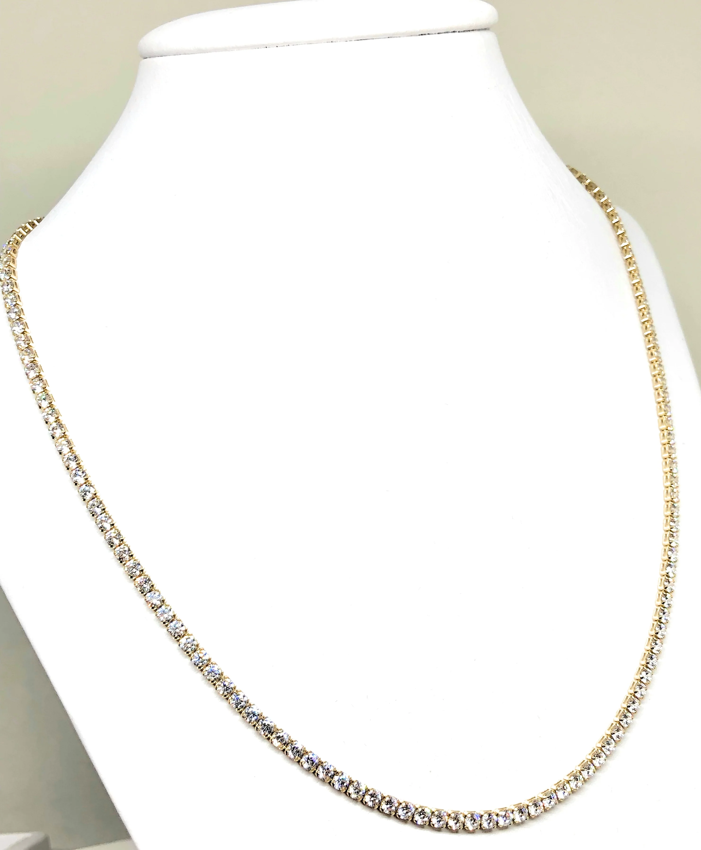10k Solid Gold Tennis CZ Chain 18-22 inch 3mm - Image 5