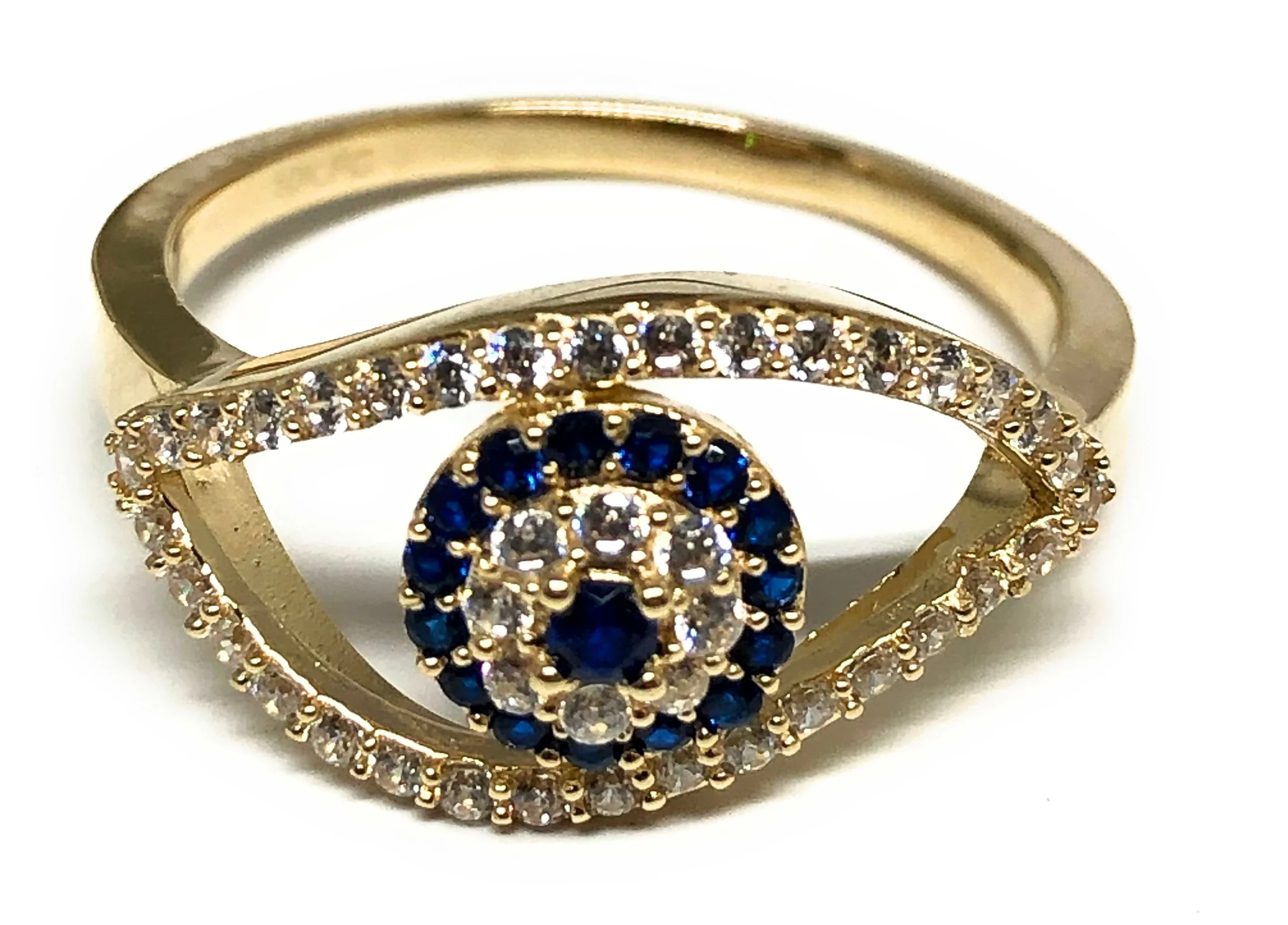 10k Solid Gold Evil Eye BLUE CZ Ring (FC 94)