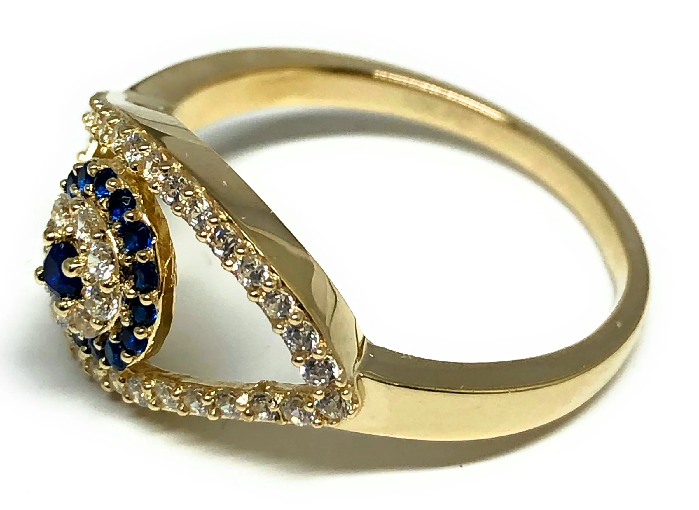 10k Solid Gold Evil Eye BLUE CZ Ring (FC 94) - Image 2