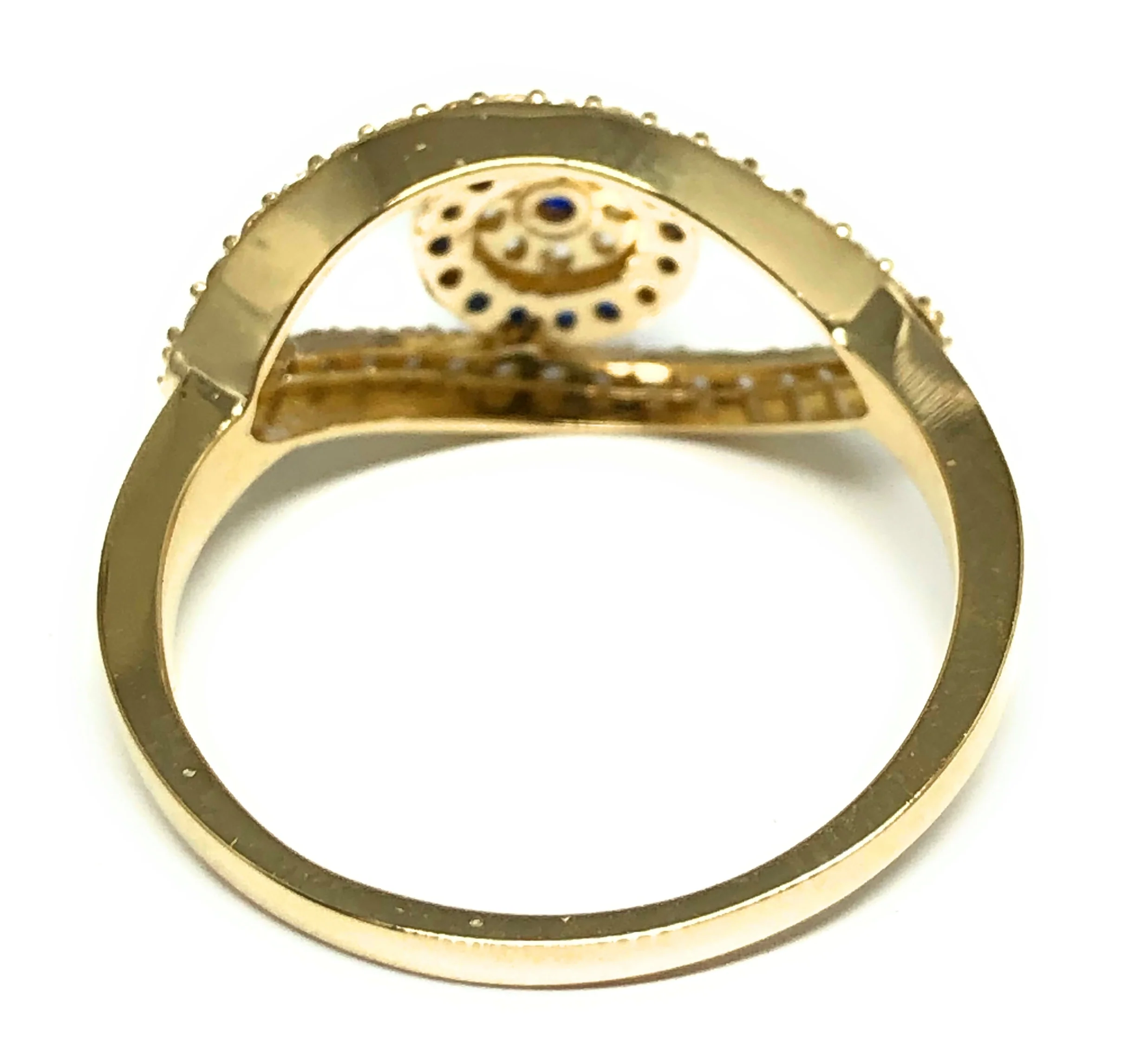 10k Solid Gold Evil Eye BLUE CZ Ring (FC 94) - Image 3