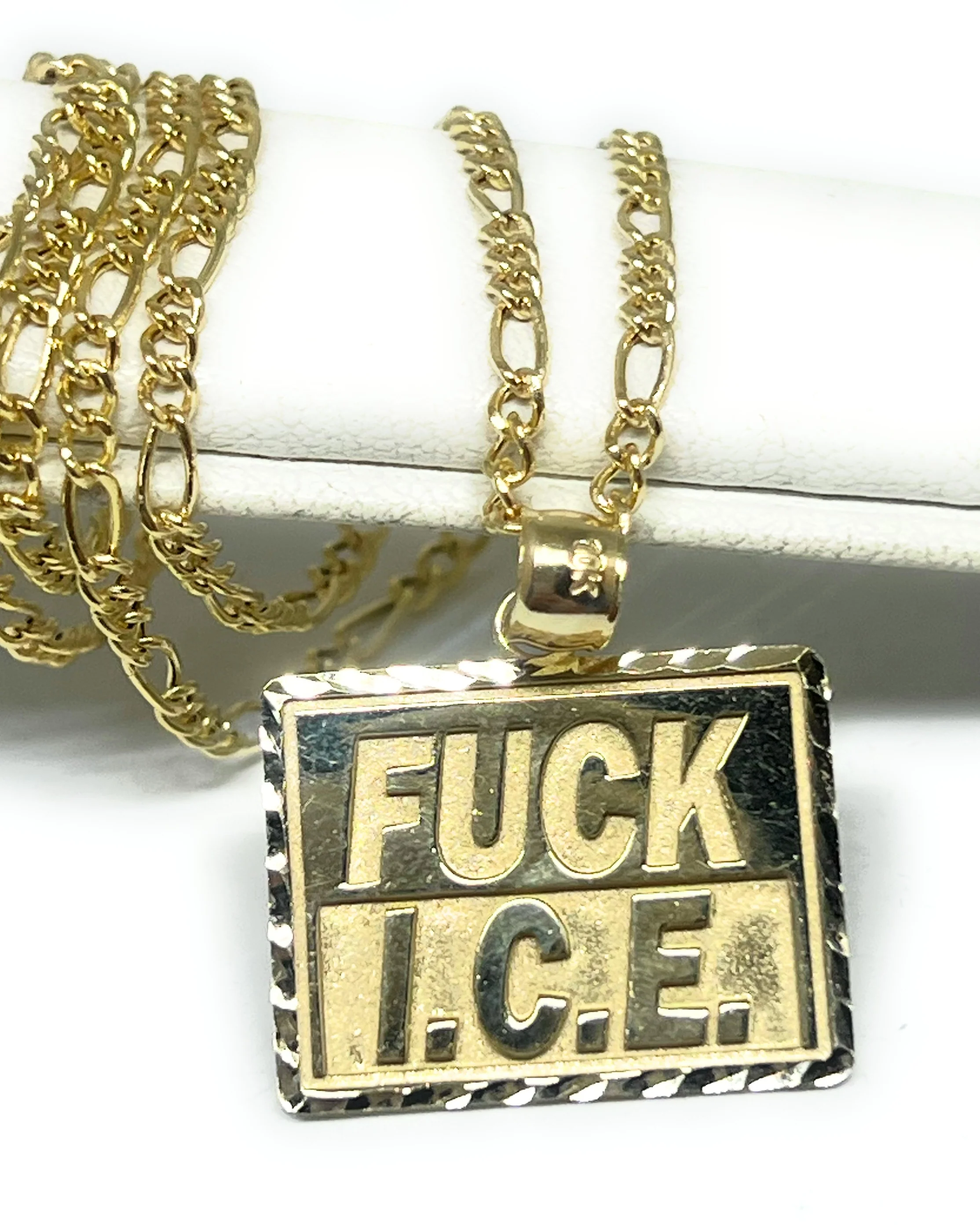10k Solid Gold "F*CK ICE" Pendant Necklace