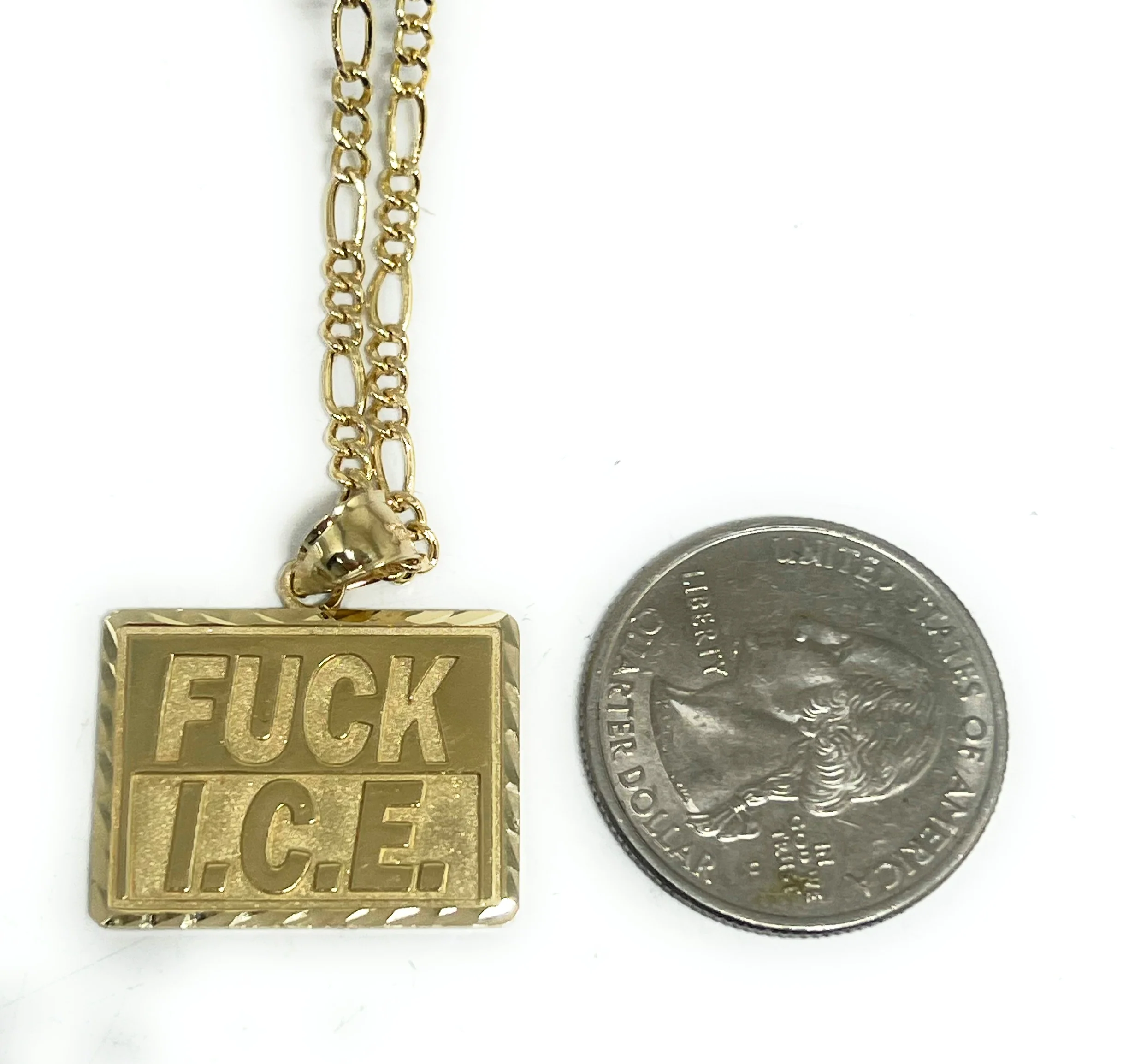 10k Solid Gold "F*CK ICE" Pendant Necklace - Image 3