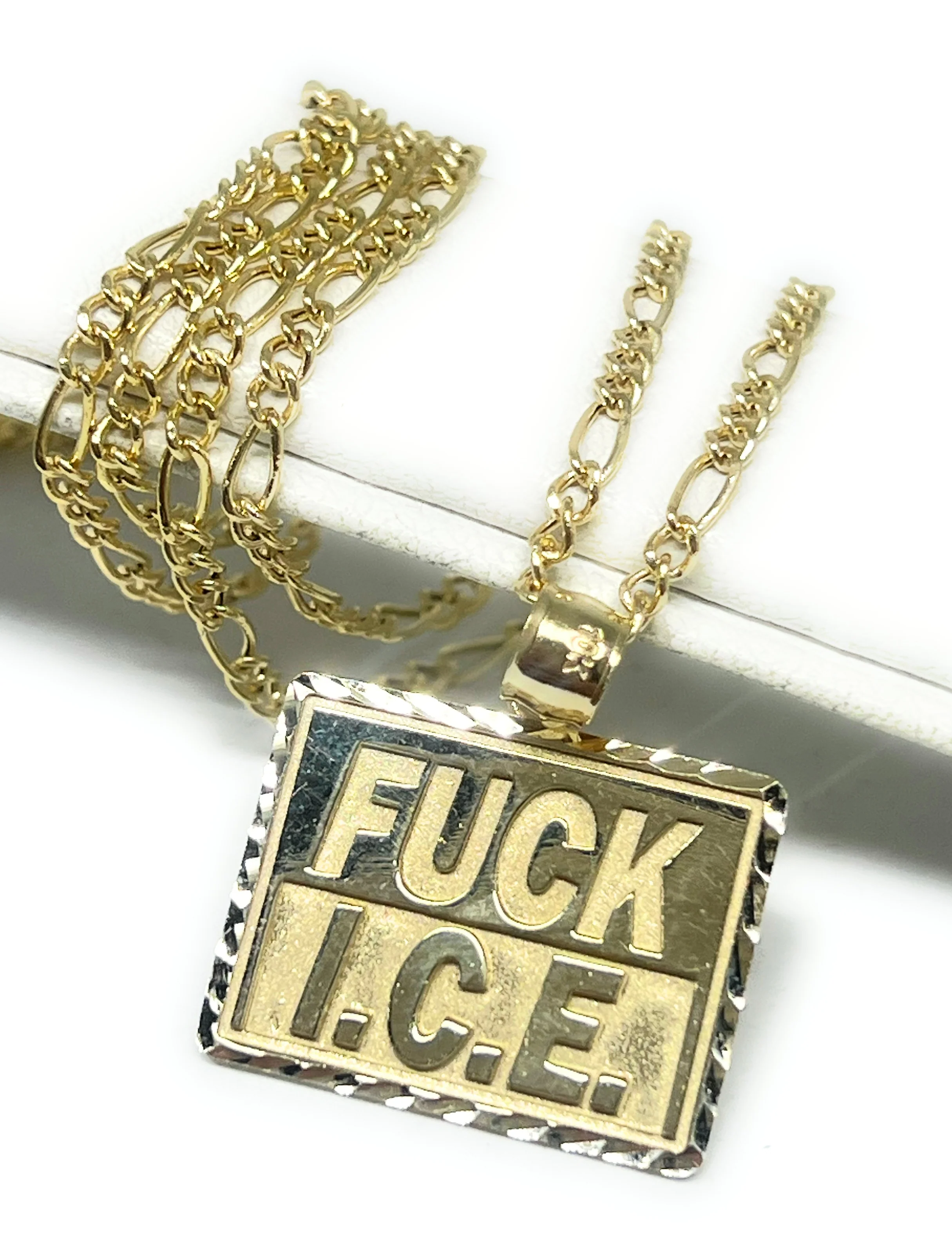 10k Solid Gold "F*CK ICE" Pendant Necklace - Image 5