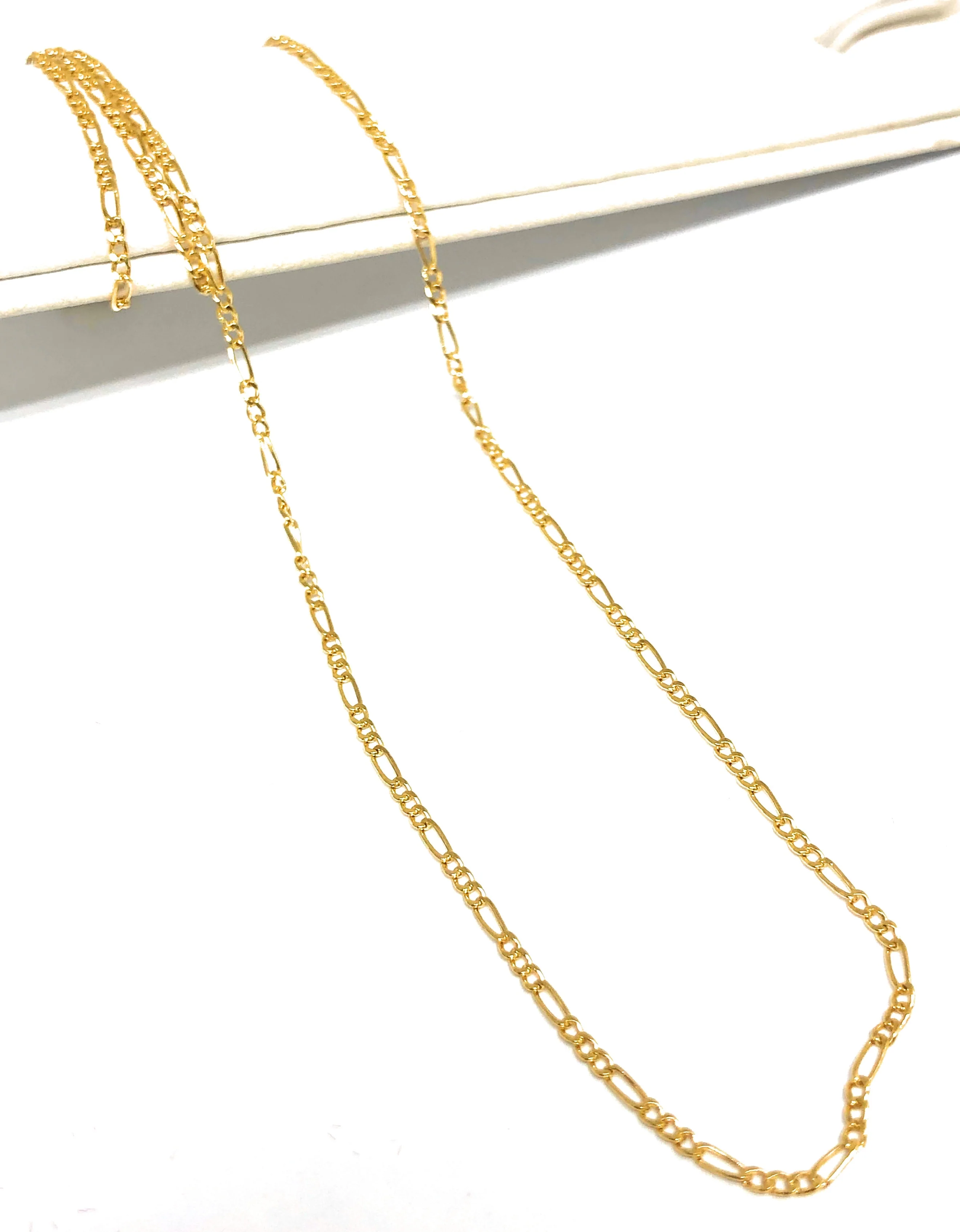 10k Solid Gold Figaro Chain 16-18 inch 1.5mm VERY THIN (Semi-Hollow Style) - Image 3
