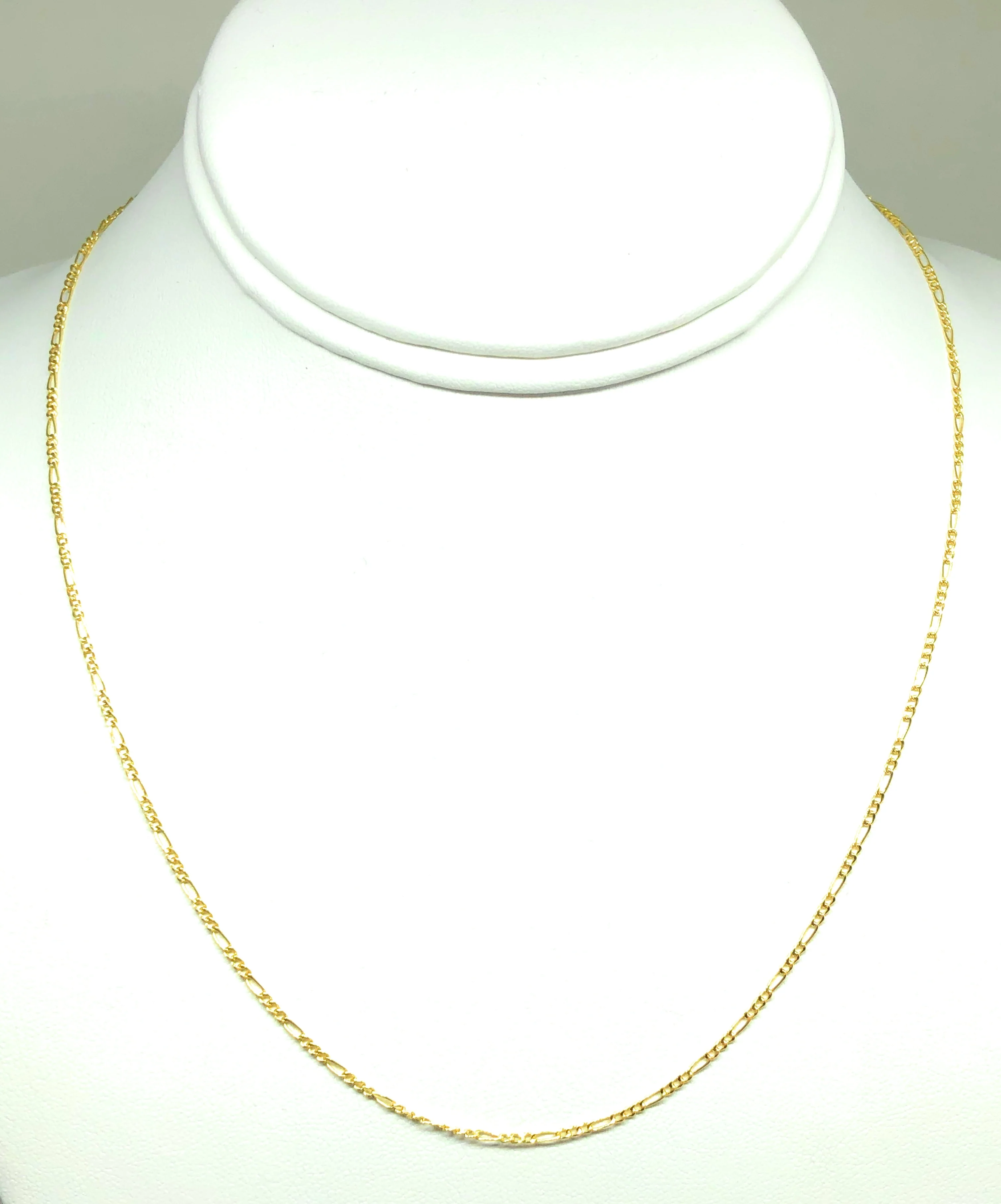 10k Solid Gold Figaro Chain 16-18 inch 1.5mm VERY THIN (Semi-Hollow Style) - Image 4