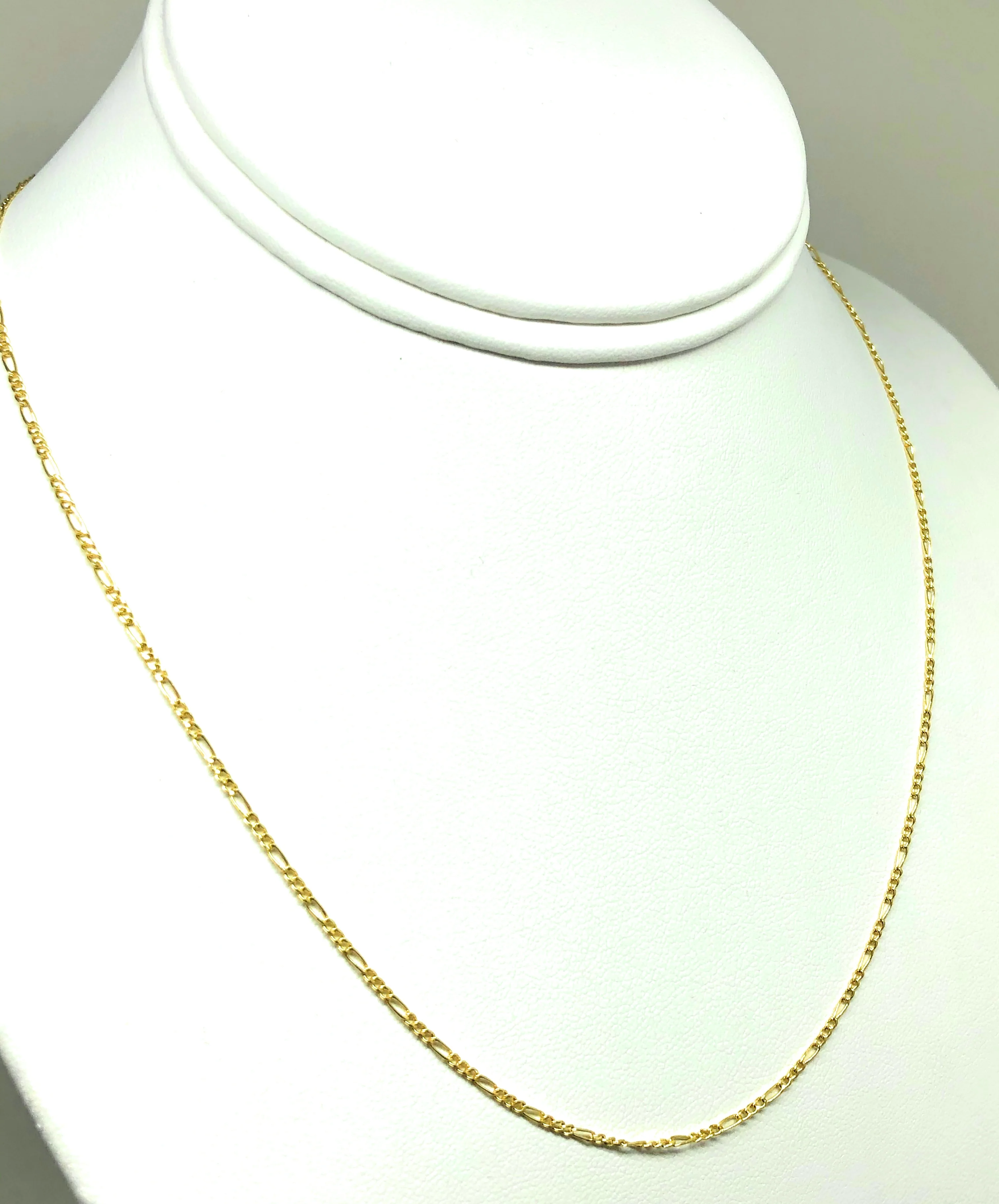 10k Solid Gold Figaro Chain 16-18 inch 1.5mm VERY THIN (Semi-Hollow Style) - Image 5