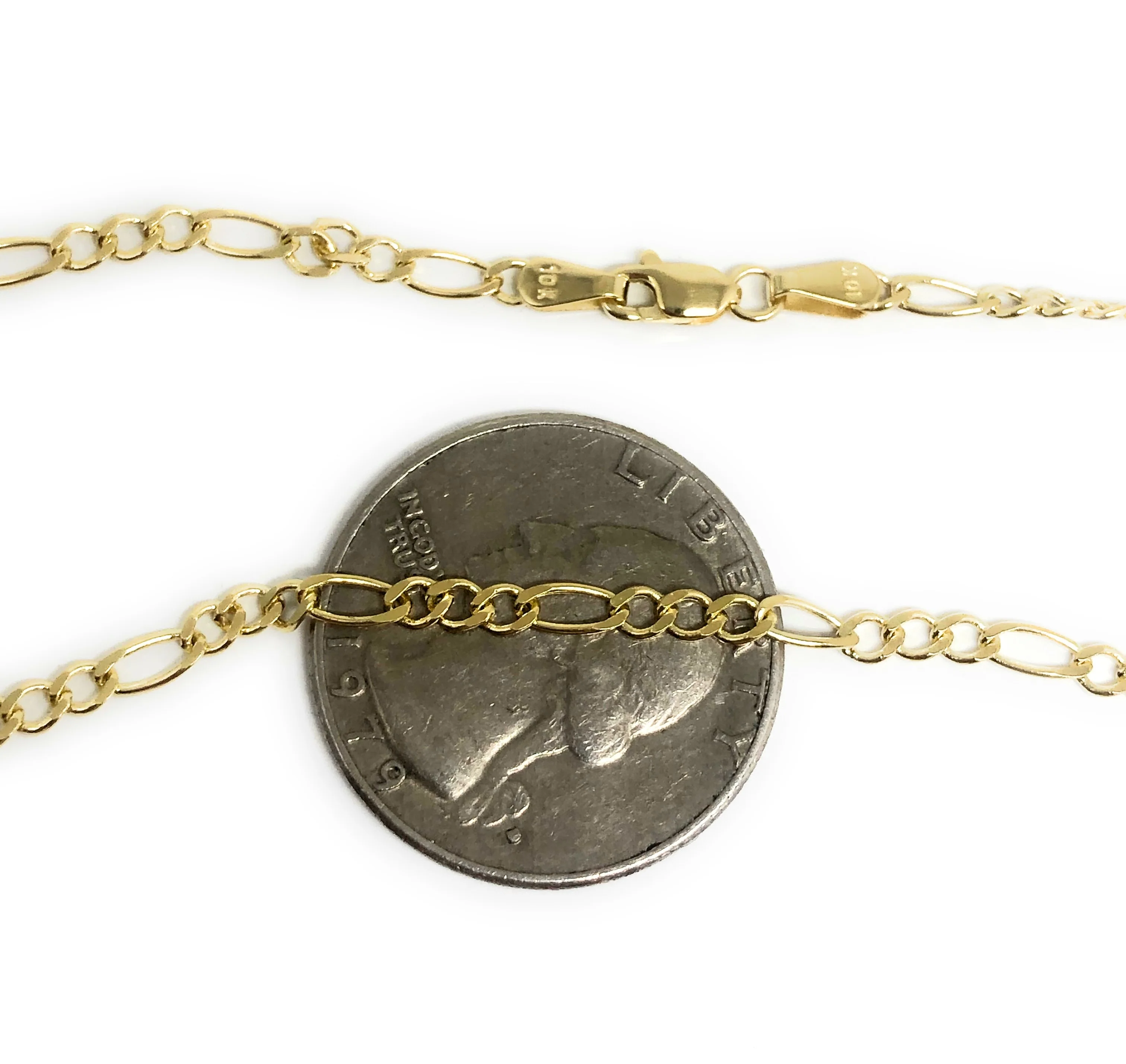 10k Solid Gold Figaro Chain 16-24 inches 2.5mm (Full Solid Style) - Image 3