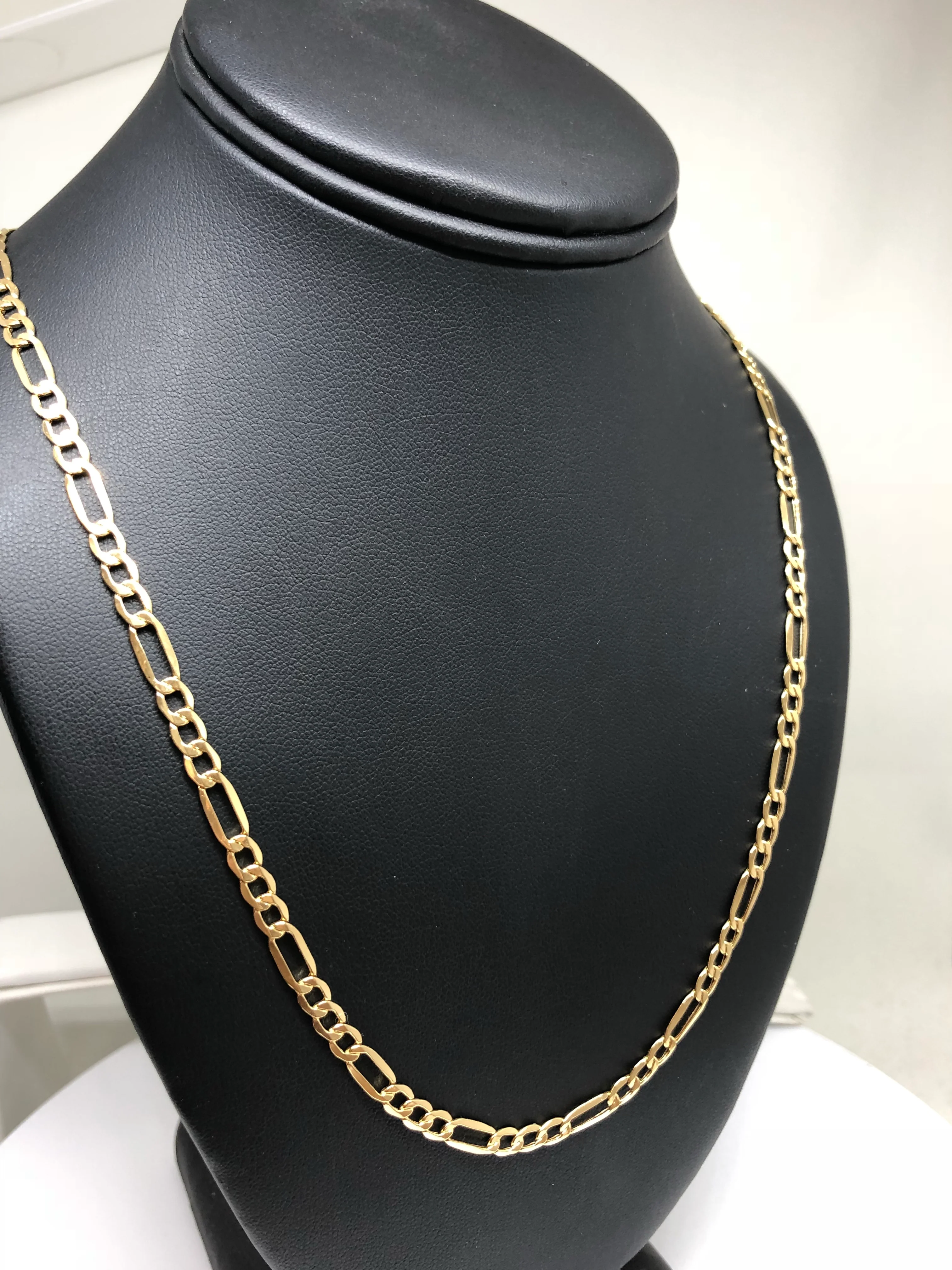 10k Solid Gold Figaro Chain 18-28 inches 4.5mm (Semi-Hollow Style) - Image 4